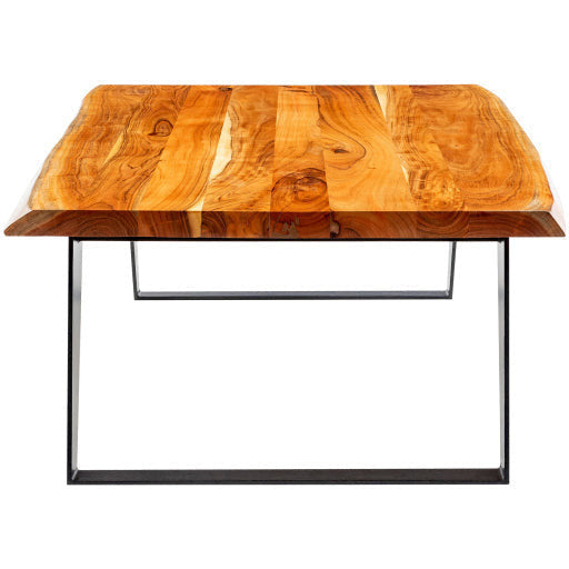 Surya Halden Modern Brown Wood Top With Black Metal Base Coffee Table HEN-002 - Image 2