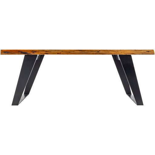 Surya Halden Modern Brown Wood Top With Black Metal Base Coffee Table HEN-002 - Image 3