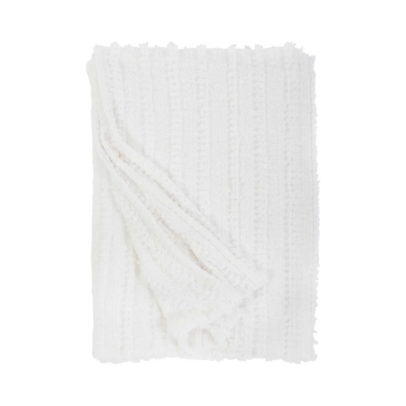 Pom Pom at Home Camille Winter White Chenille Oversized Throw Blanket with Tassels ~ 60” x 90” - Image 1