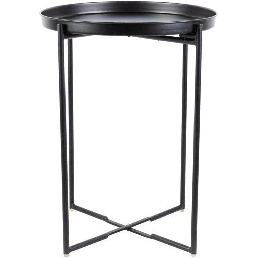 Surya Horsham Modern Black Tray Top With Black Metal Base Accent Side Table HHM-001 - Image 1