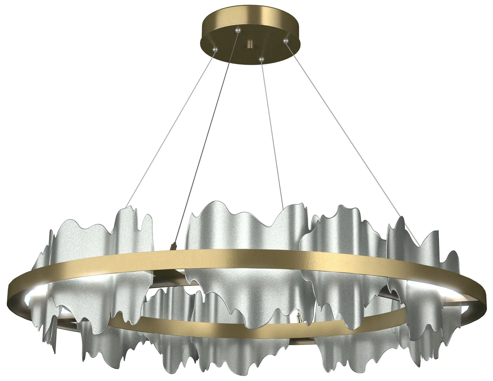 Hildene 38"W  Accented Circular Modern Brass Standard LED Pendant - Image 1