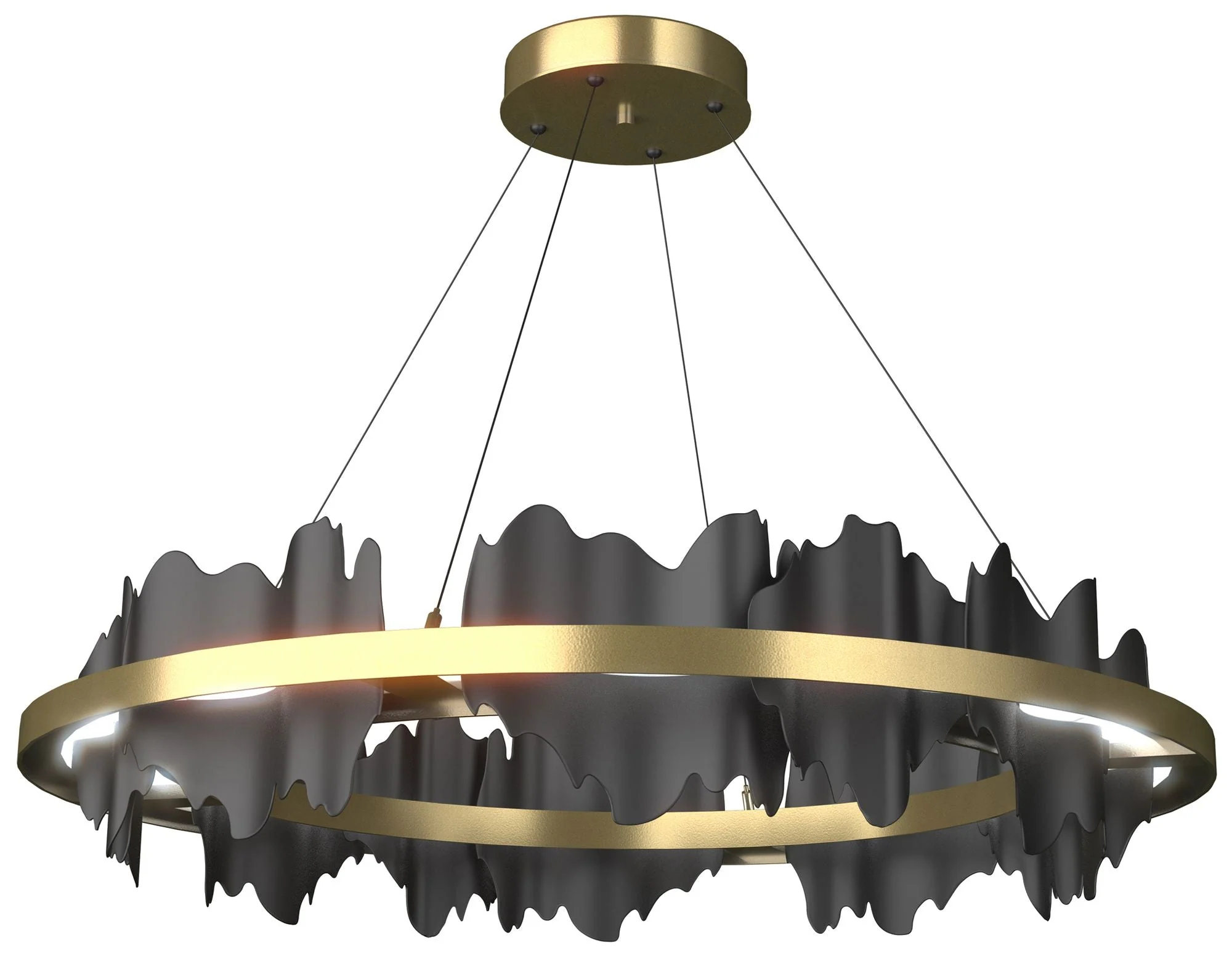 Hildene 38"W Black Accented Circular Modern Brass Standard LED Pendant - Image 1