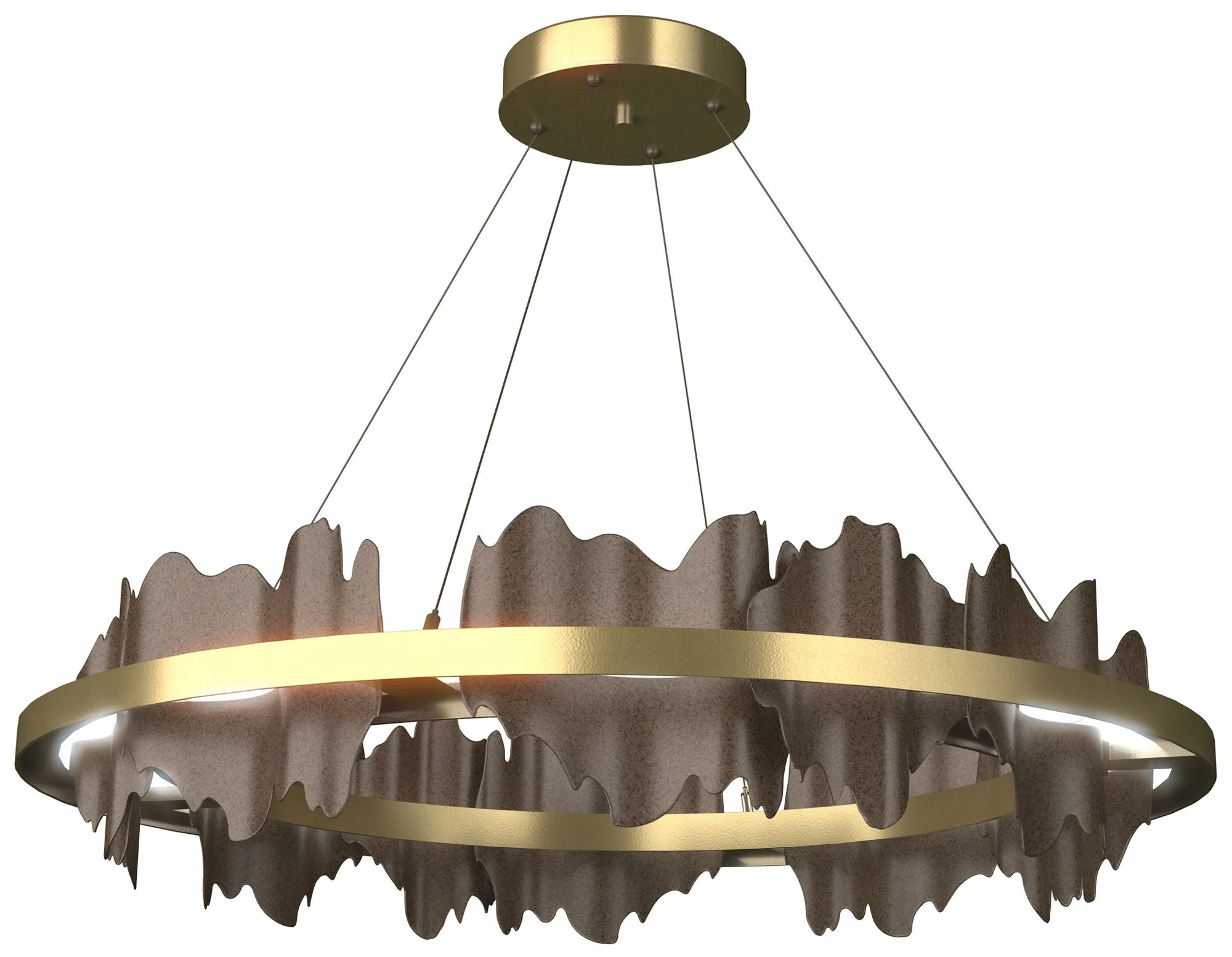 Hildene 38"W Bronze Accented Circular Modern Brass Standard LED Pendan - Image 1