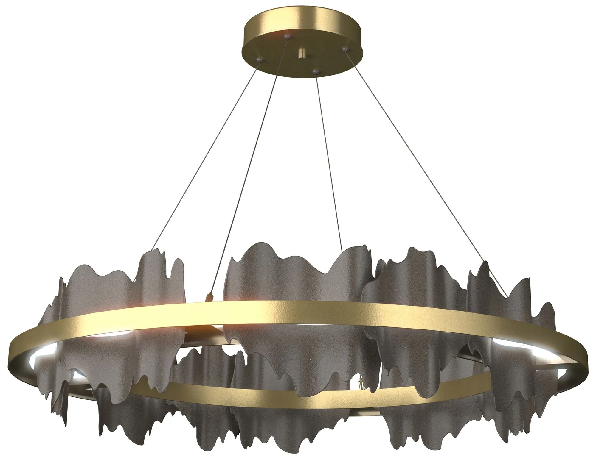 Hildene 38"W Dark Smoke Accented Circular Modern Brass Standard LED Pe - Image 1