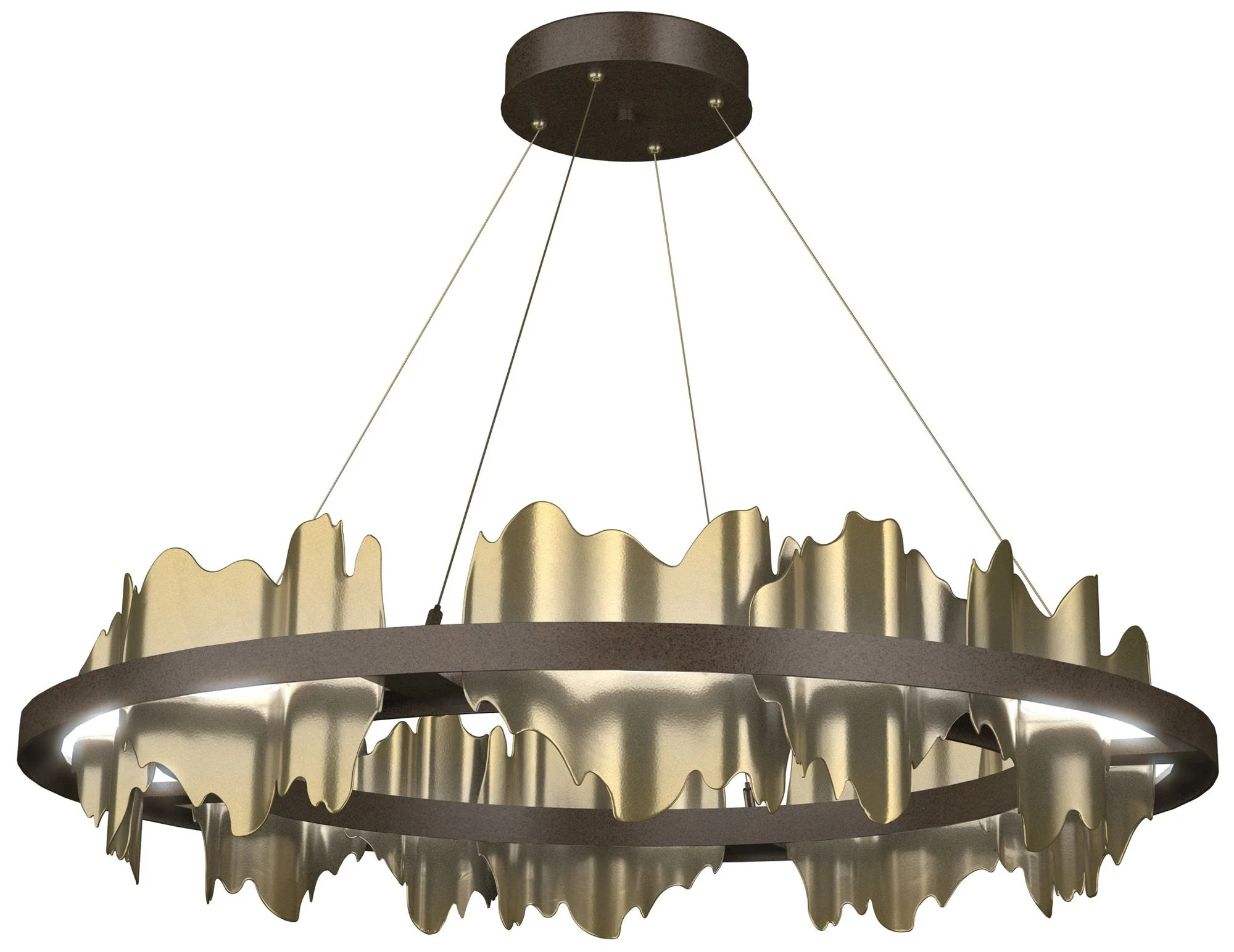 Hildene 38"W Modern Brass Accented Circular Bronze Standard LED Pendan - Image 1