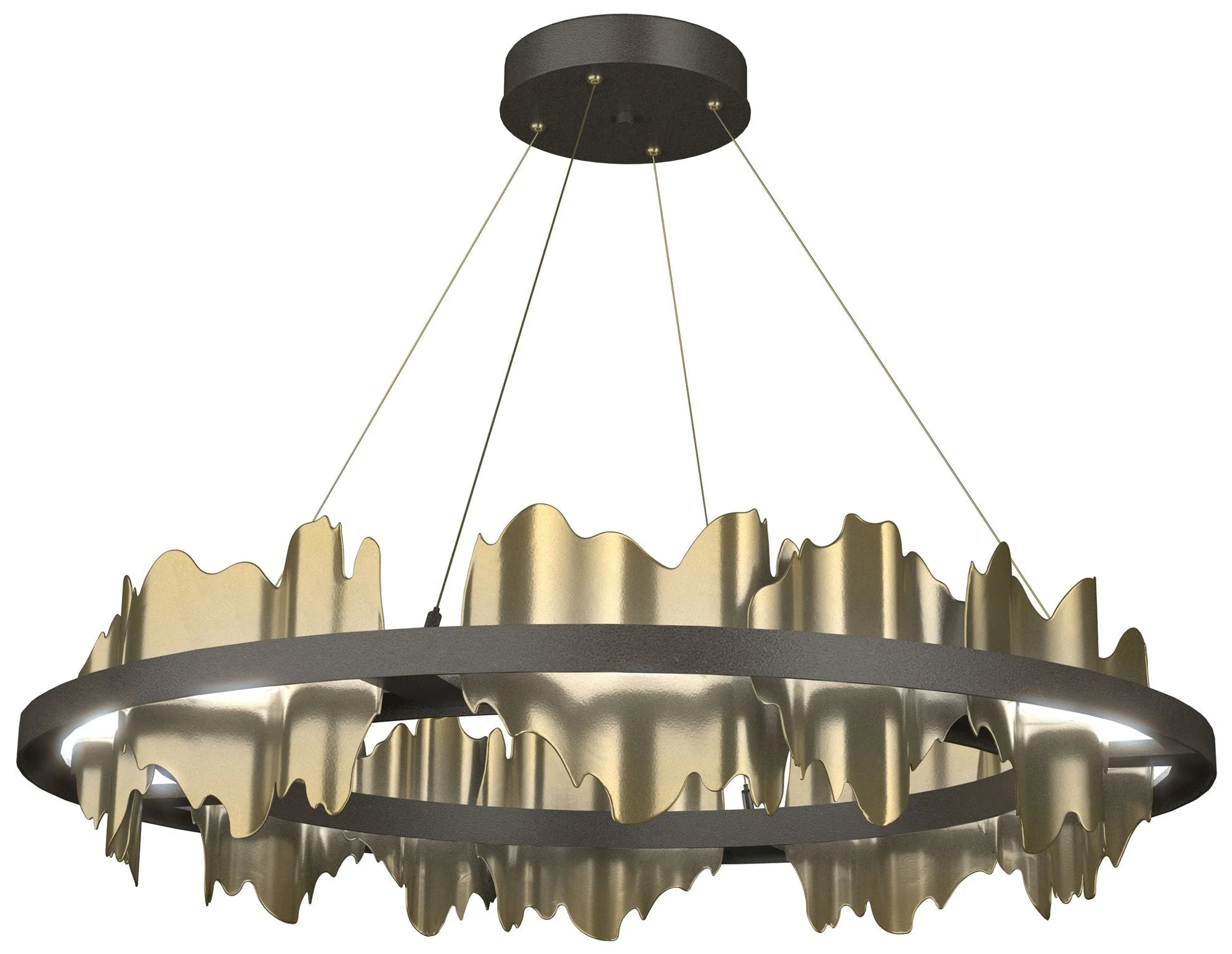 Hildene 38"W Modern Brass Accented Circular Dark Smoke Standard LED Pe - Image 1