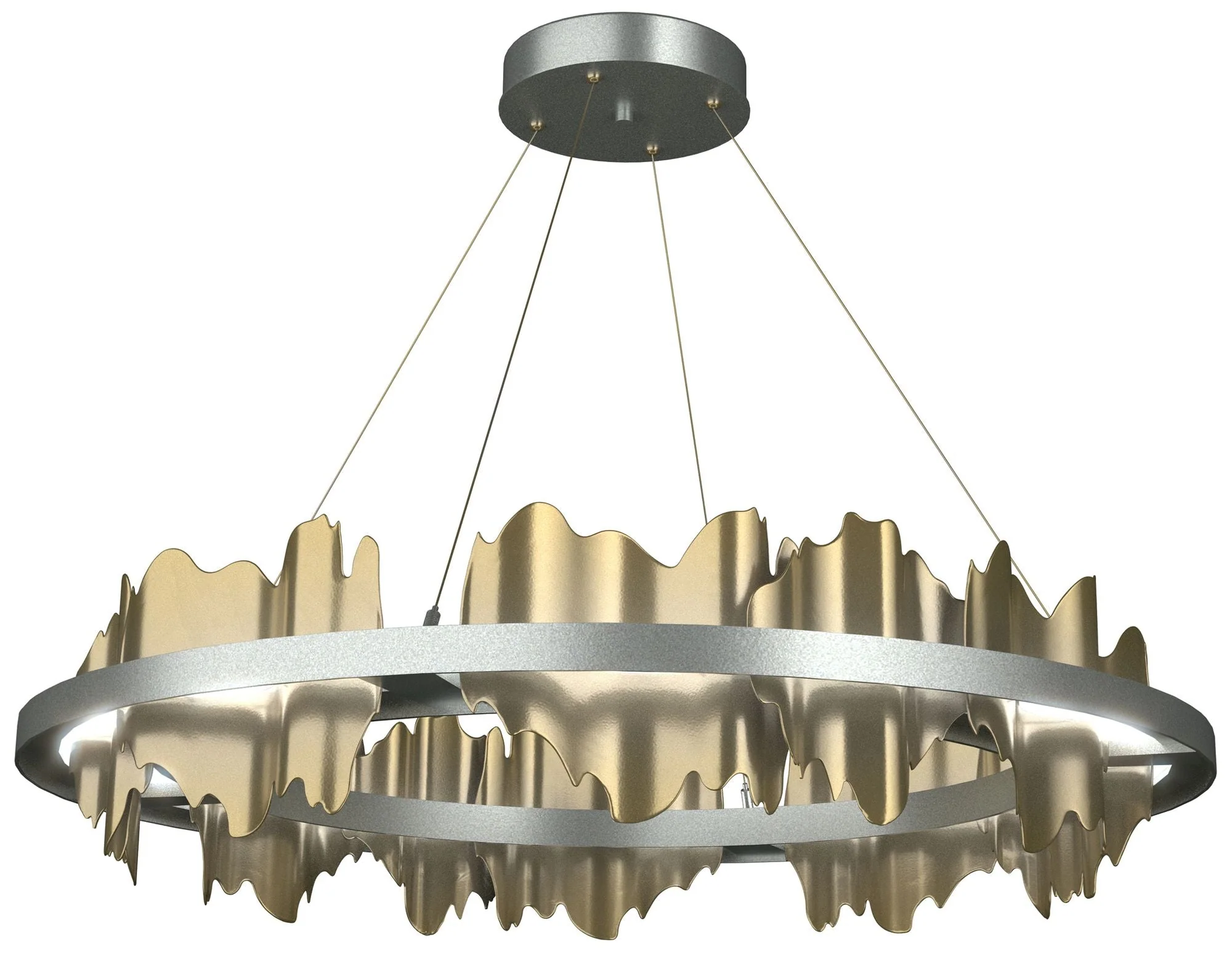 Hildene 38"W Modern Brass Accented Circular  Standard LED Pendant - Image 1