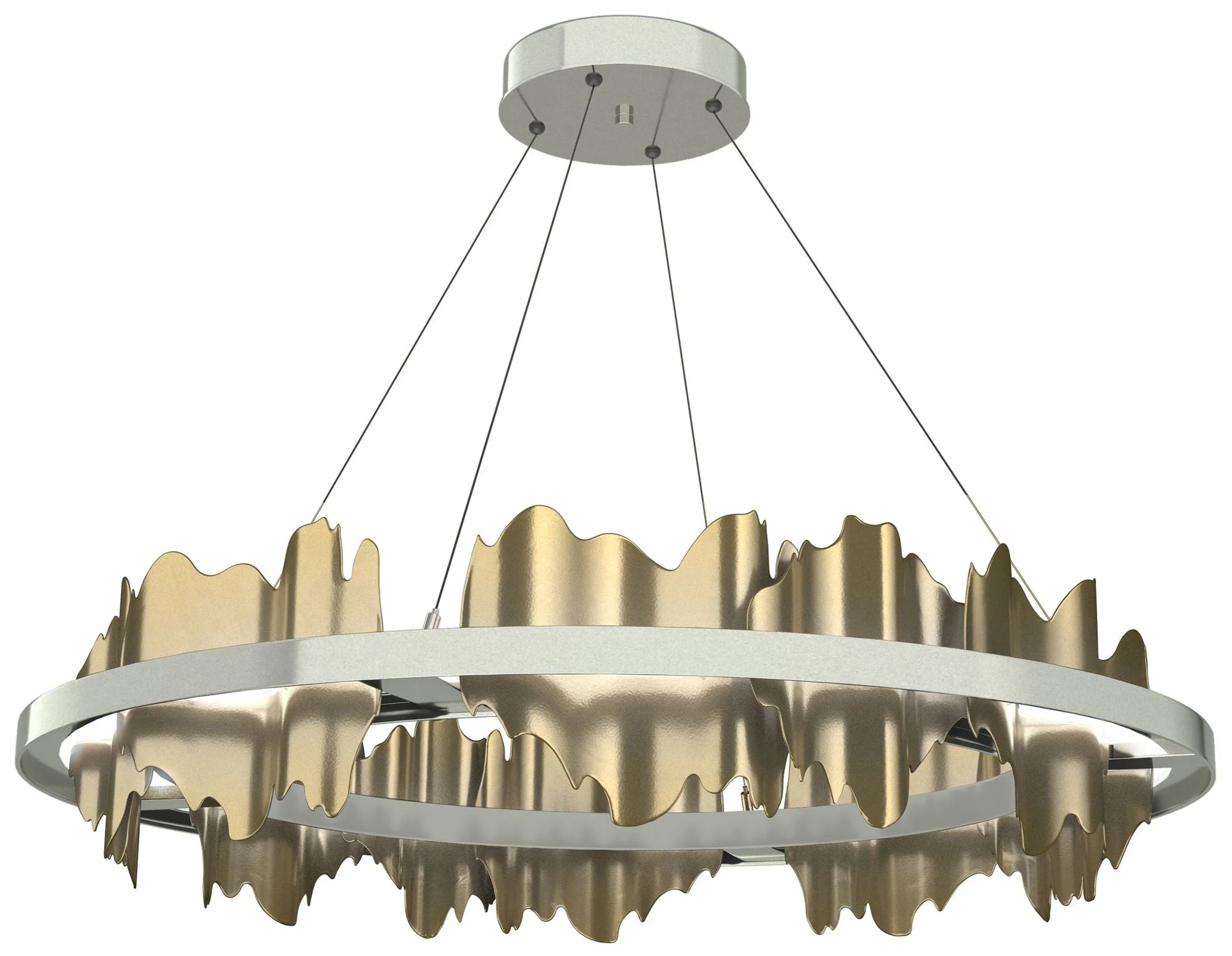 Hildene 38"W Modern Brass Accented Circular Sterling Standard LED Pend - Image 1