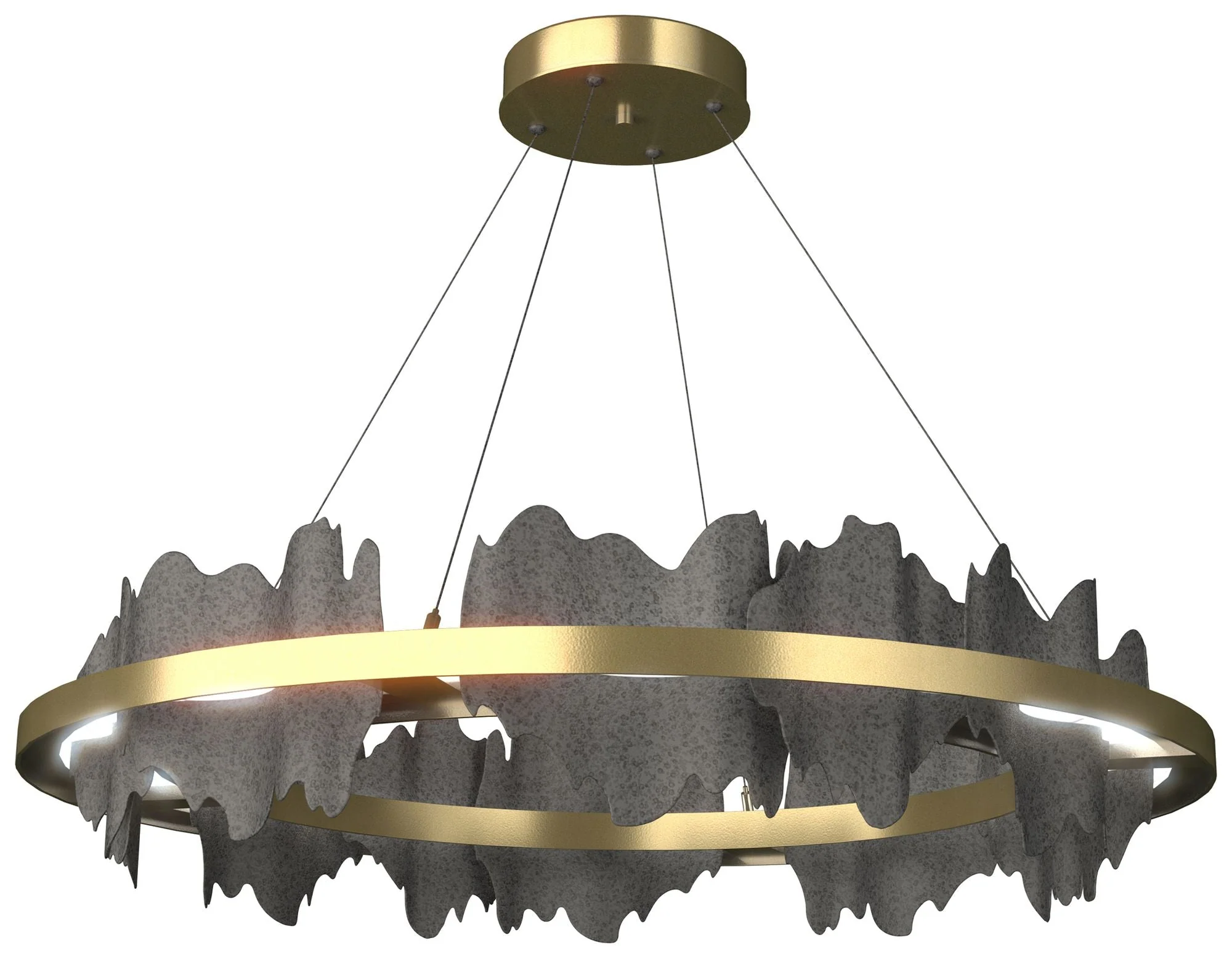 Hildene 38"W Natural Iron Accented Circular Brass Standard LED Pendant - Image 1
