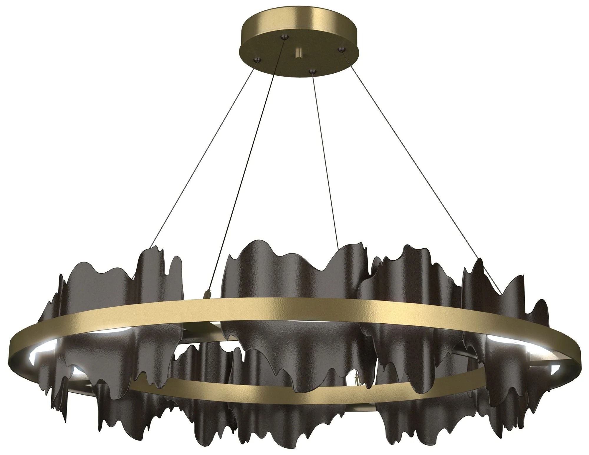 Hildene 38"W Oil Rubbed Bronze Accented Circular Brass Standard LED Pe - Image 1