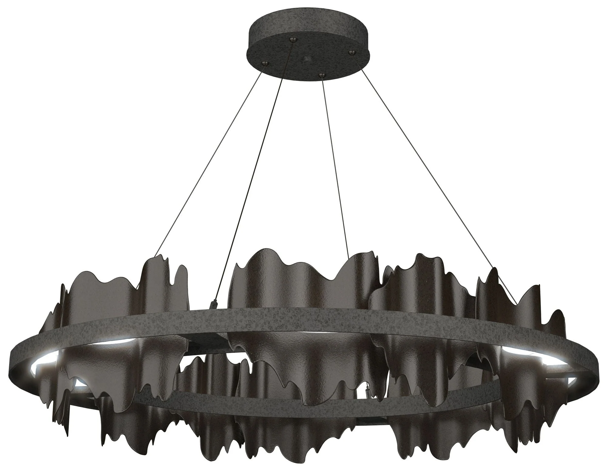 Hildene 38"W Oil Rubbed Bronze Accented Circular Iron Standard LED Pendant - Image 1