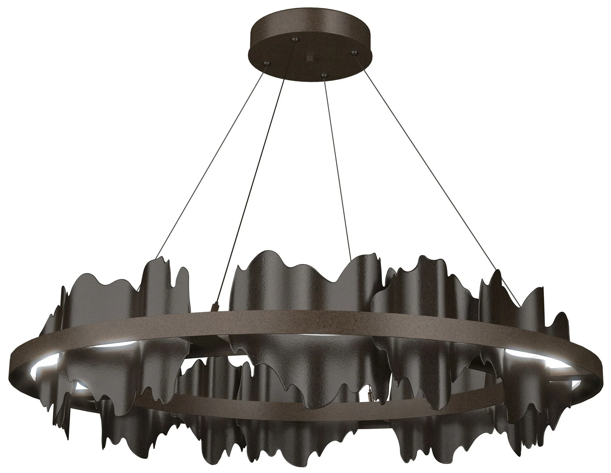 Hildene 38"W Oiled Bronze Accented Circular Bronze Standard LED Pendan - Image 1