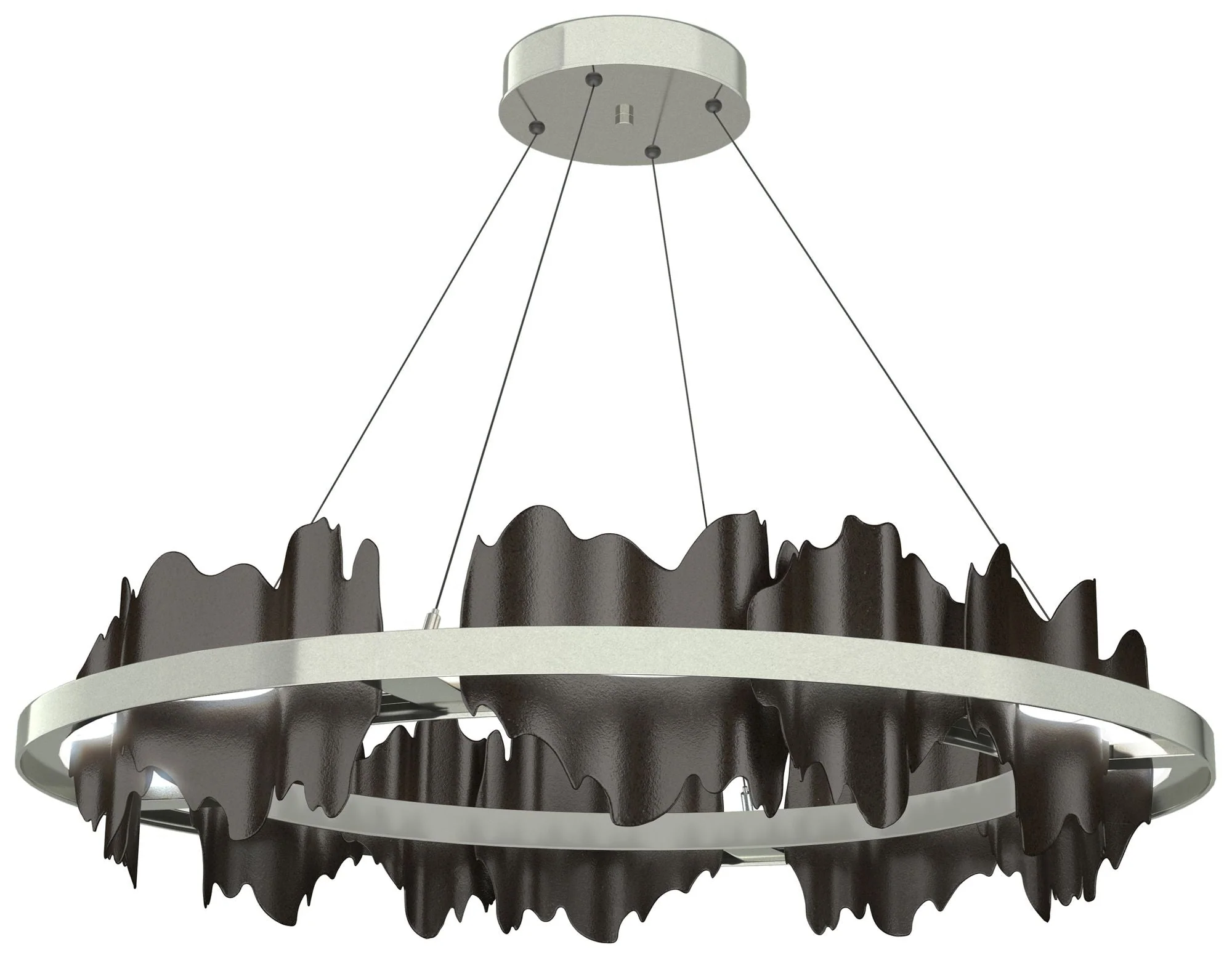 Hildene 38"W Oiled Bronze Accented Circular Sterling Standard LED Pendant - Image 1