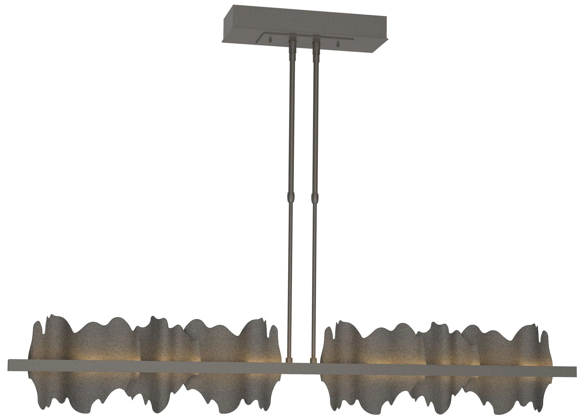 Hildene 51.9" Dark Smoke & Natural Iron Long LED Pendant - Image 1