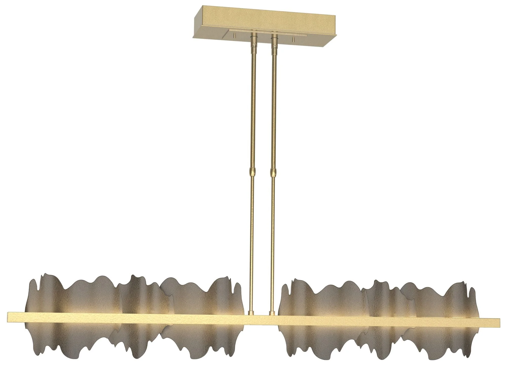 Hildene 51.9" Wide Large Modern Brass And Dark Smoke LED Pendant - Image 1