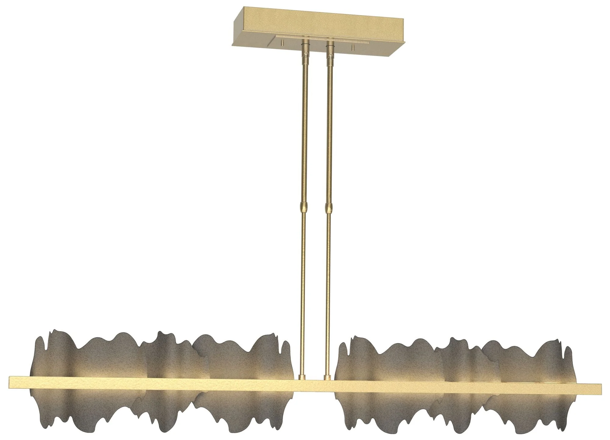 Hildene 51.9" Wide Large Modern Brass And Natural Iron LED Pendant - Image 1