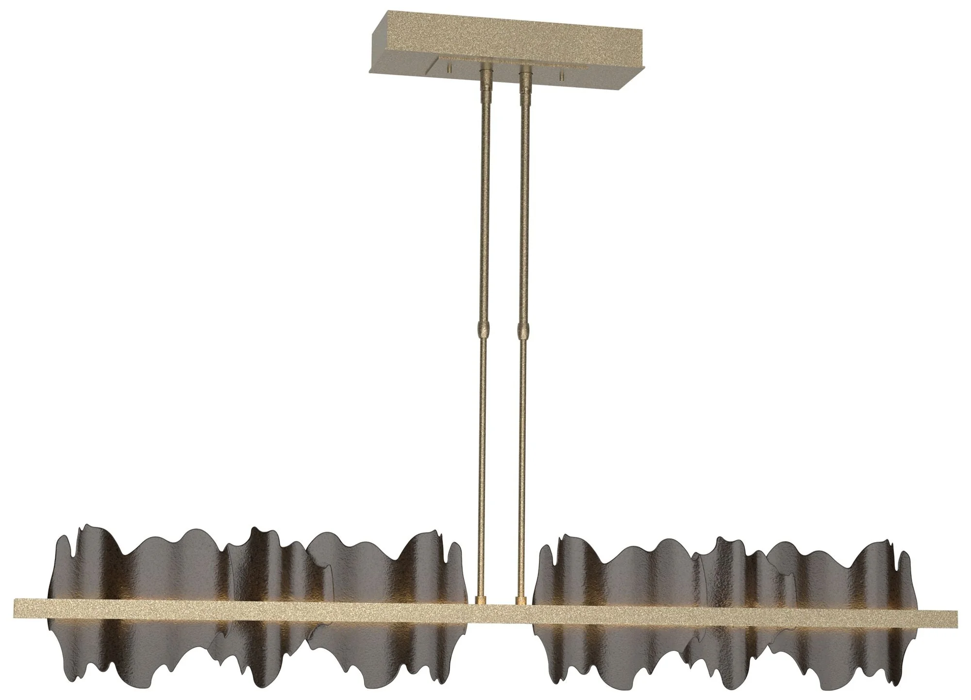 Hildene 51.9" Wide Large Soft Gold And Oil Rubbed Bronze LED Pendant - Image 1