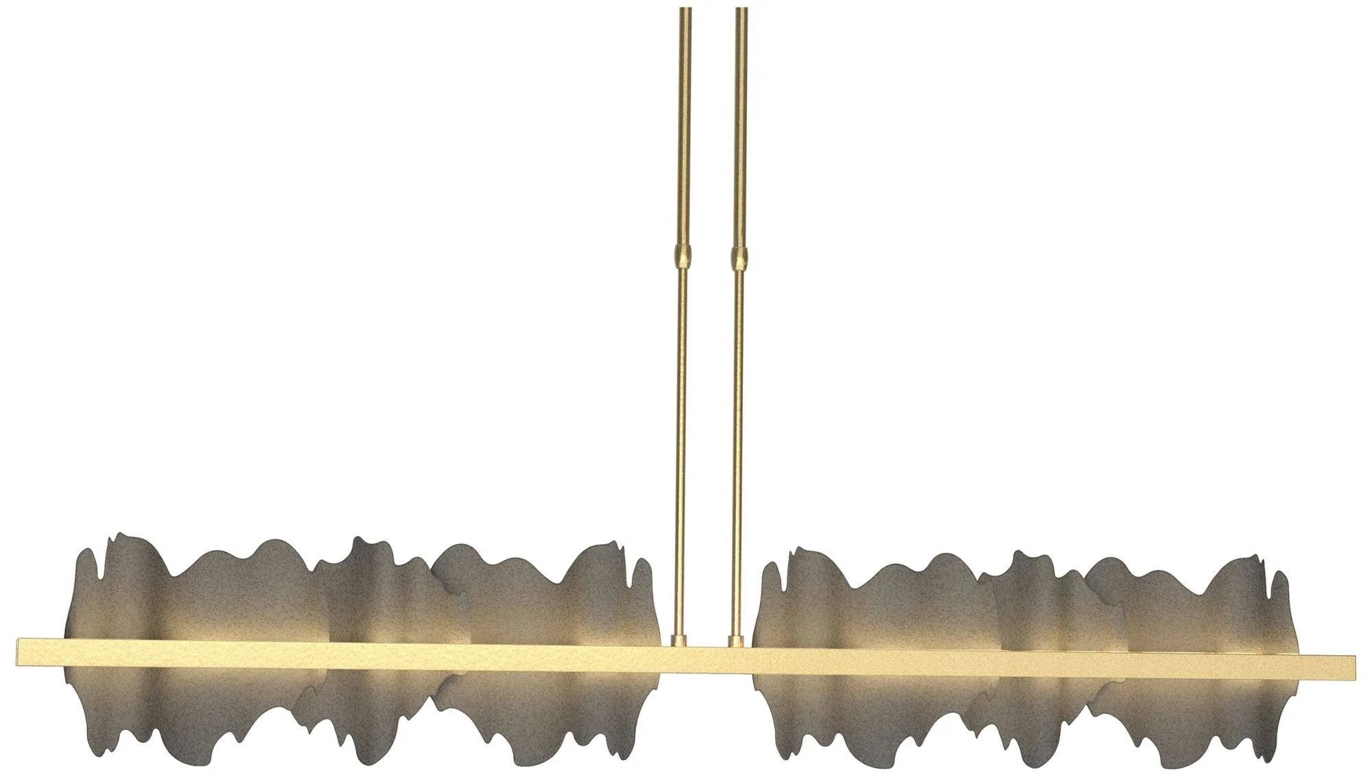 Hildene 51.9"W Natural Iron Accented Large Brass Short Height LED Pend - Image 1