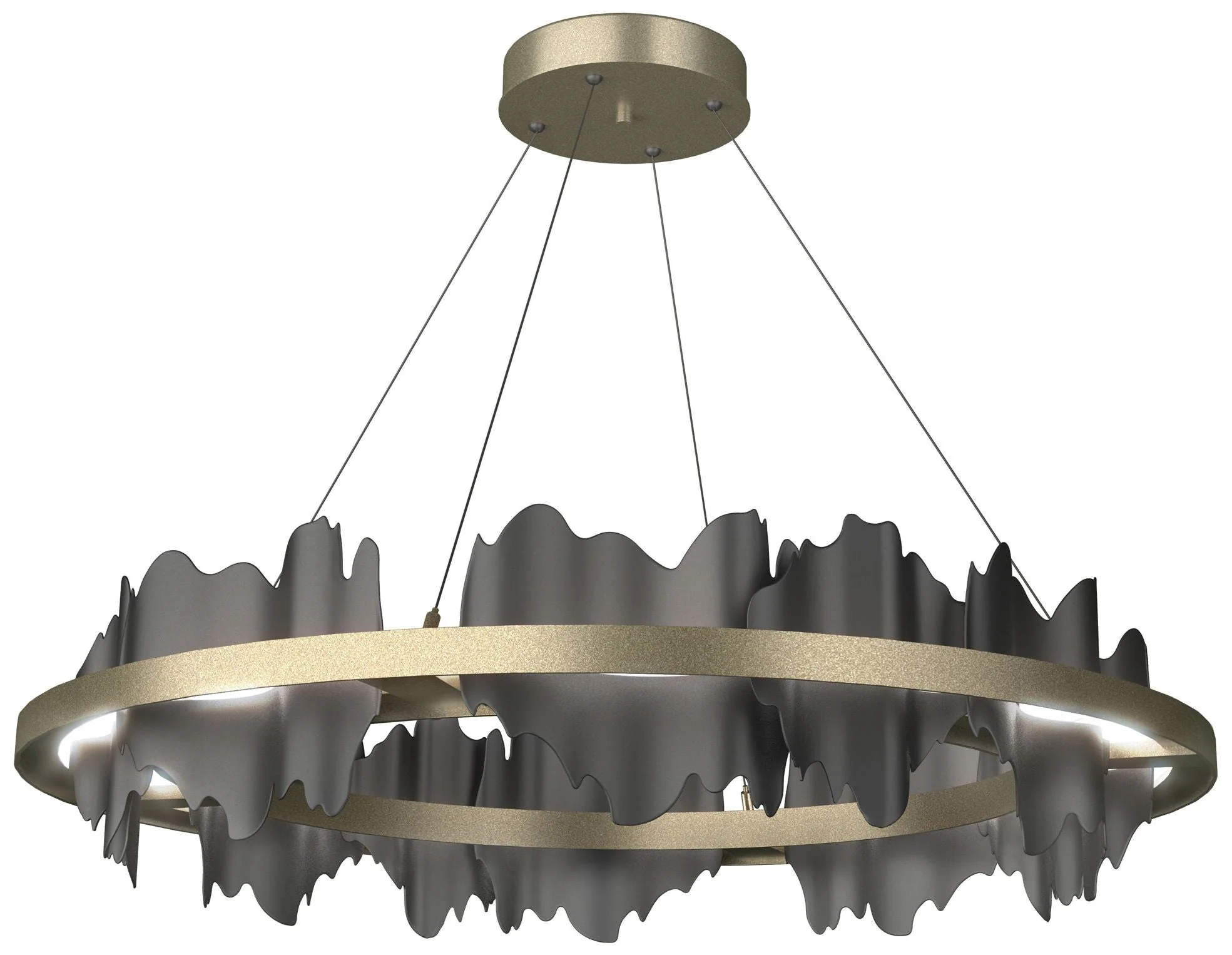 Hildene Circular LED Pendant - Gold - Black - Image 1