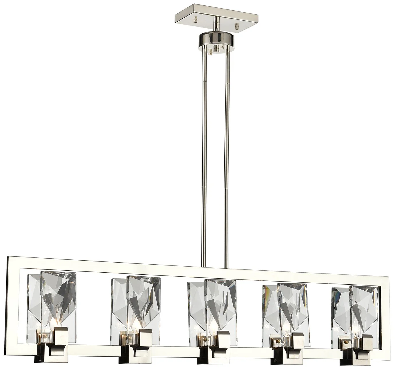 Horizon 5-Light 46 Inch Sleek Linear Polished Nickel Crystal Chandelier - Image 1