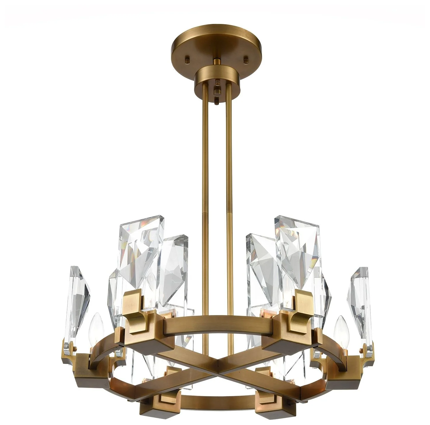 Horizon 6-Light 24 Inch Aged Brass Wheel Styled Chandelier - Image 1