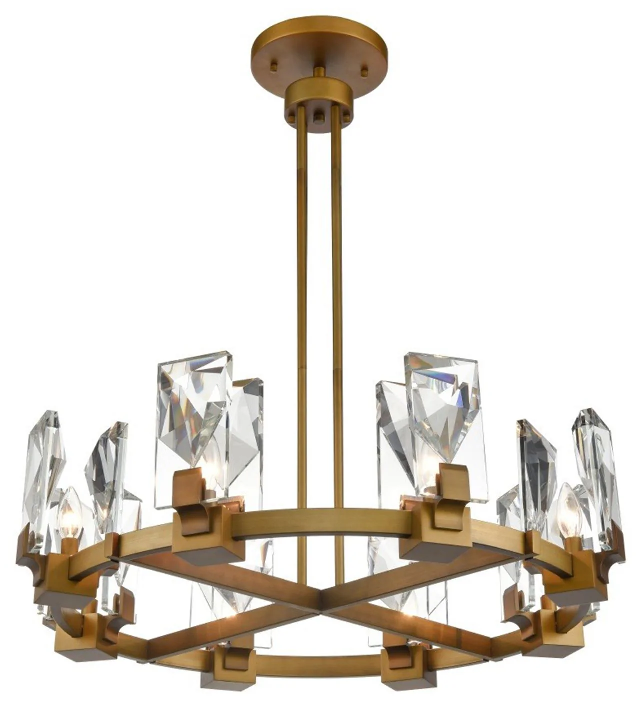 Horizon 8-Light 32 Inch Aged Brass Wheel Styled Chandelier - Image 1
