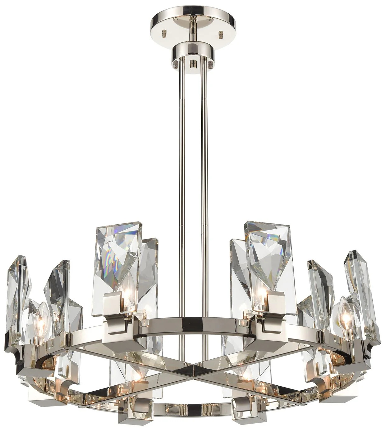 Horizon 8-Light 32 Inch Polished Nickel Wheel Styled Chandelier - Image 1