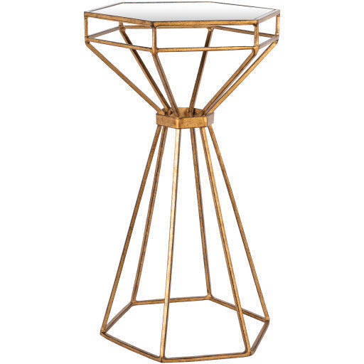 Surya Hour Glass Modern Glass Top With Gold Metal Base Round Accent Side Table HRG-001 - Image 2