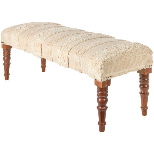 Surya Haarlem Modern Boho Bench With Natural Wood Base HRM-004 - Image 1