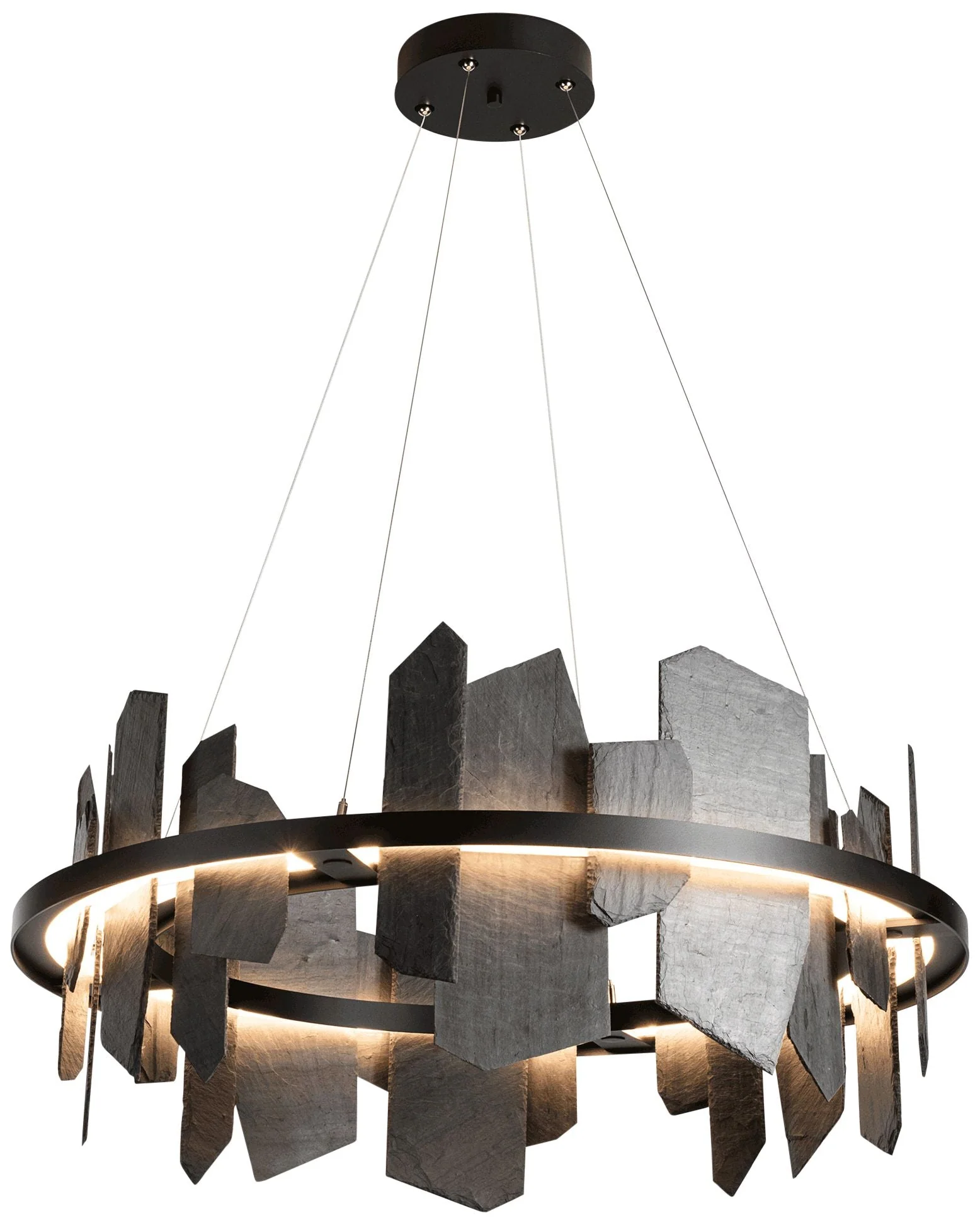 Hubbardton Forge Ardesia 38" Black and Slate LED Ring Chandelier - Image 3