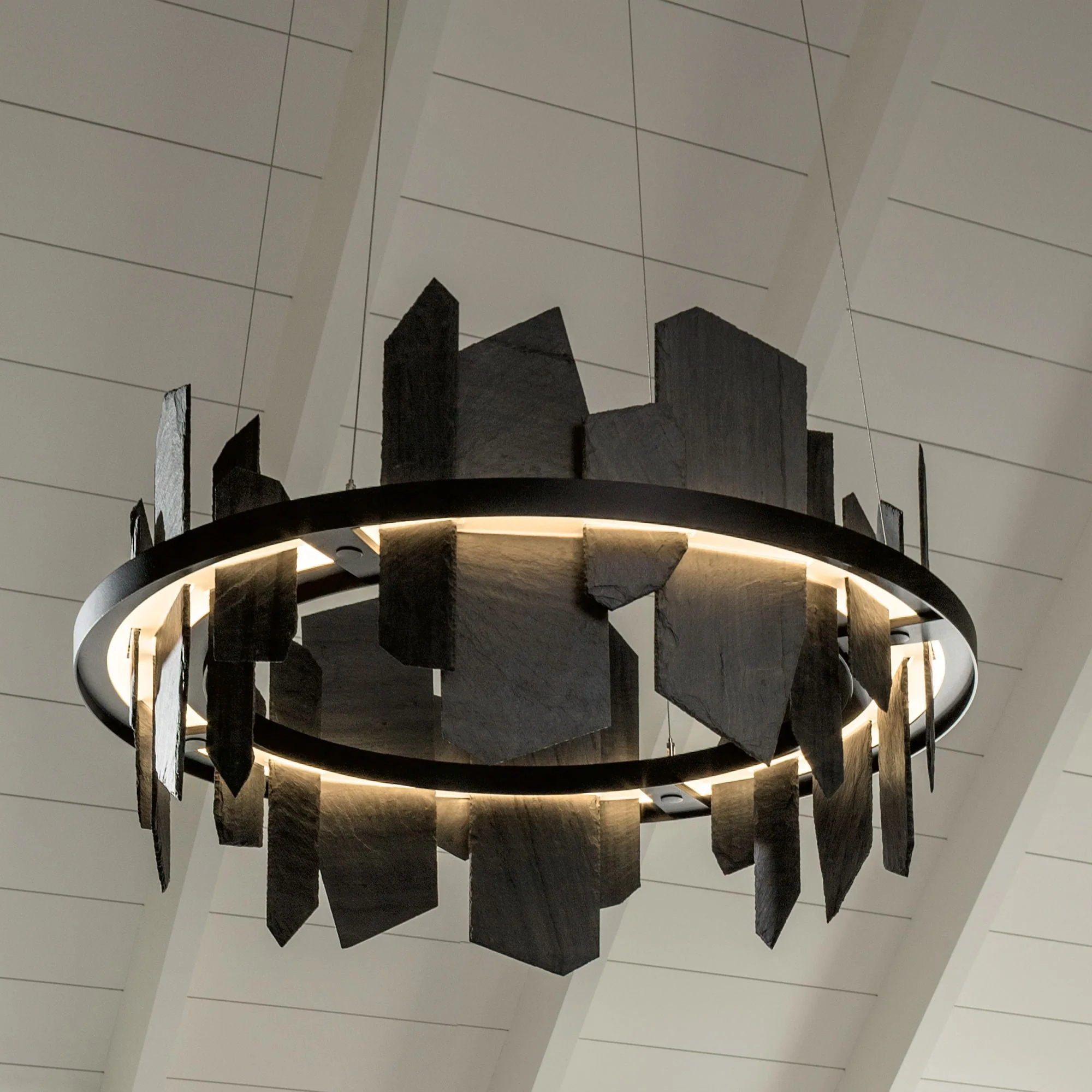 Hubbardton Forge Ardesia 38" Black and Slate LED Ring Chandelier - Image 2
