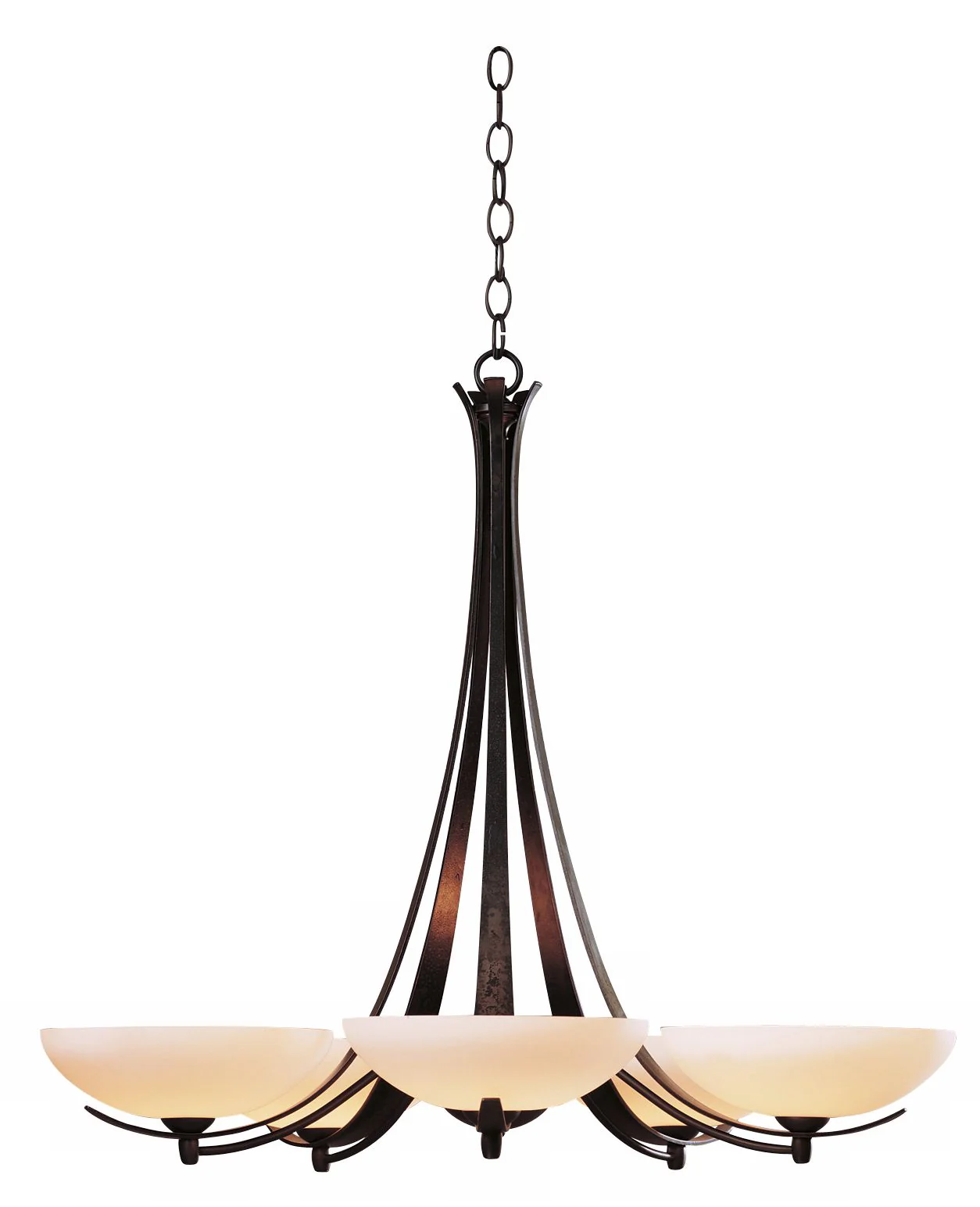 Hubbardton Forge Dark Smoke Five Light Opal Chandelier - Image 2