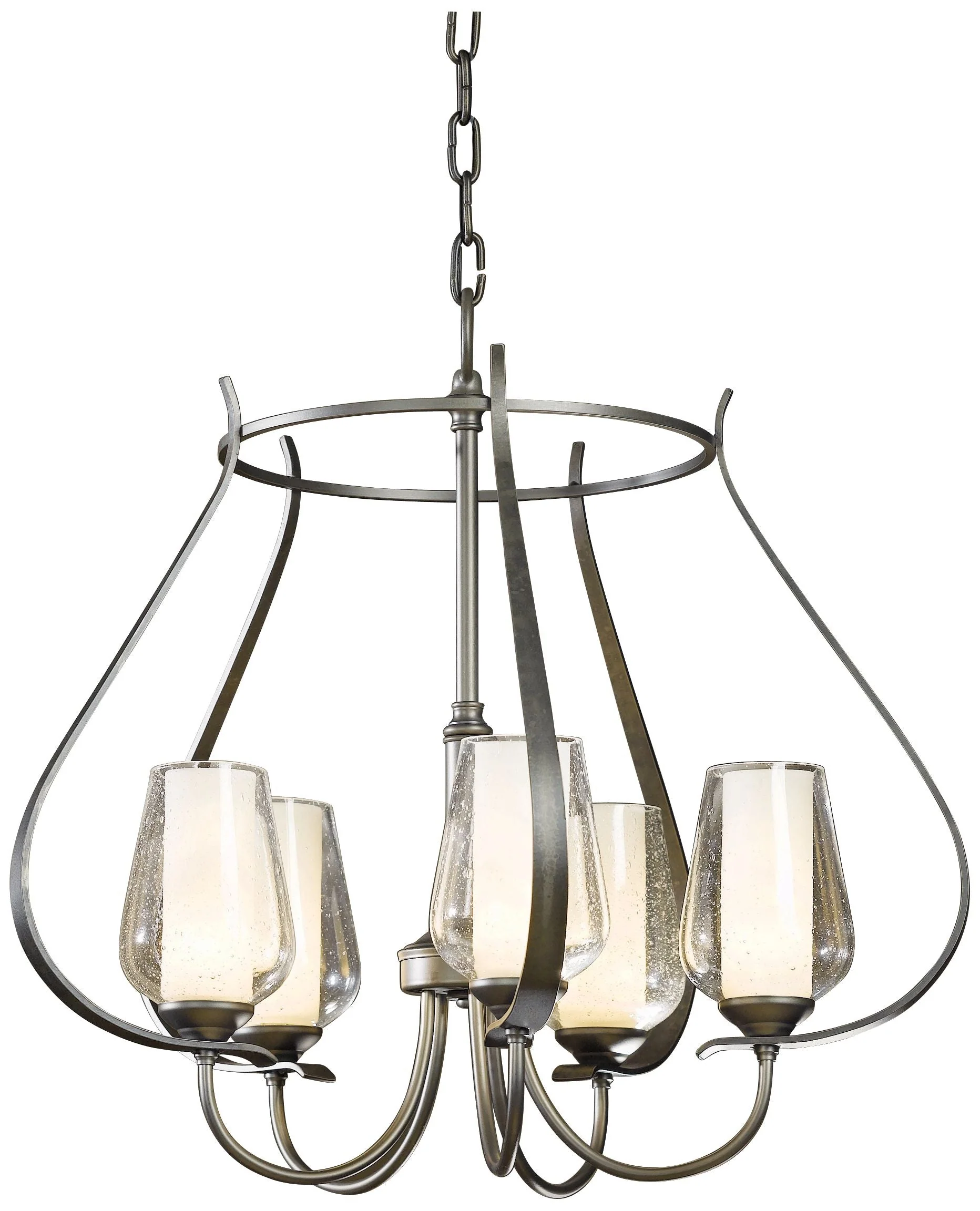 Hubbardton Forge Flora 22 1/4" Open Scroll Seeded Glass Chandelier - Image 2