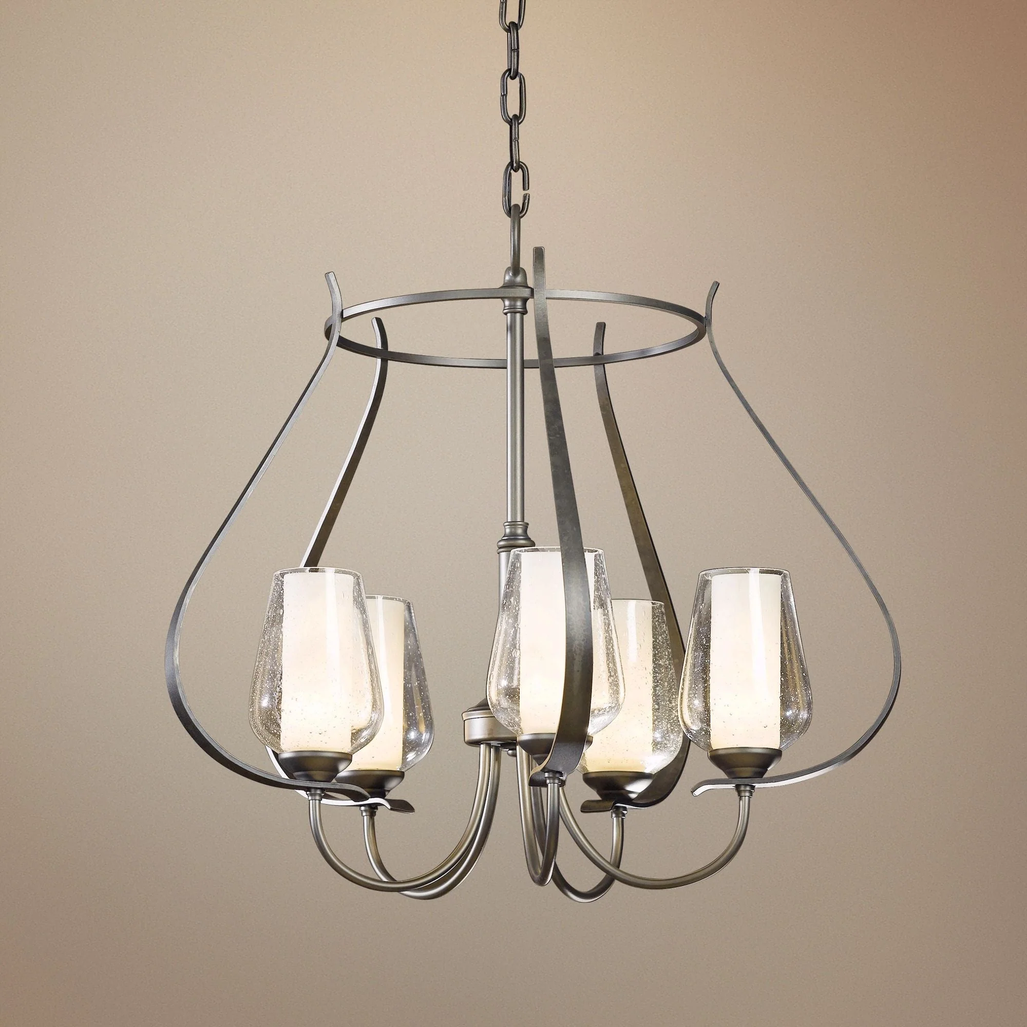Hubbardton Forge Flora 22 1/4" Open Scroll Seeded Glass Chandelier - Image 1