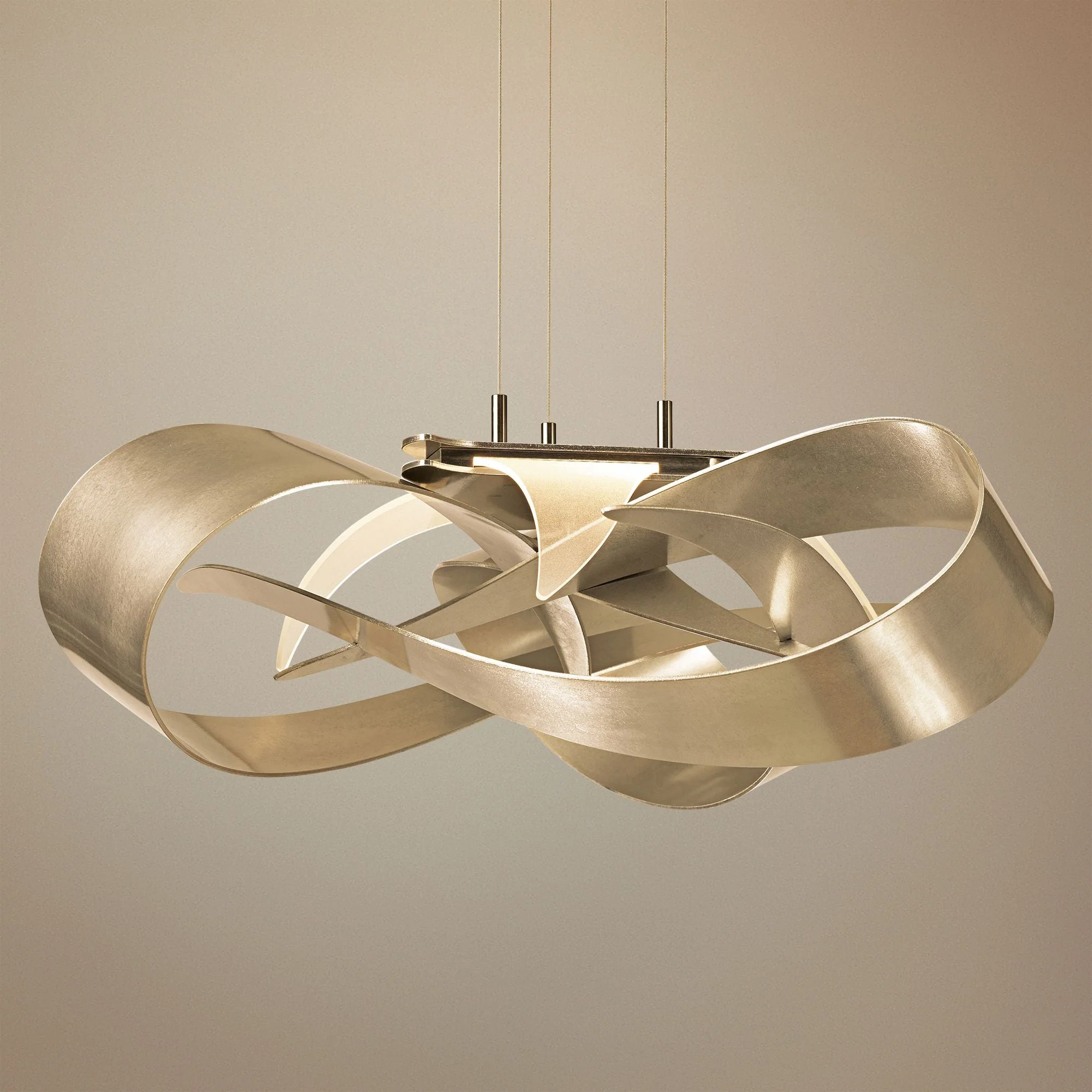Hubbardton Forge Flux 26 1/2"W Gold Ribbon LED Pendant - Image 1