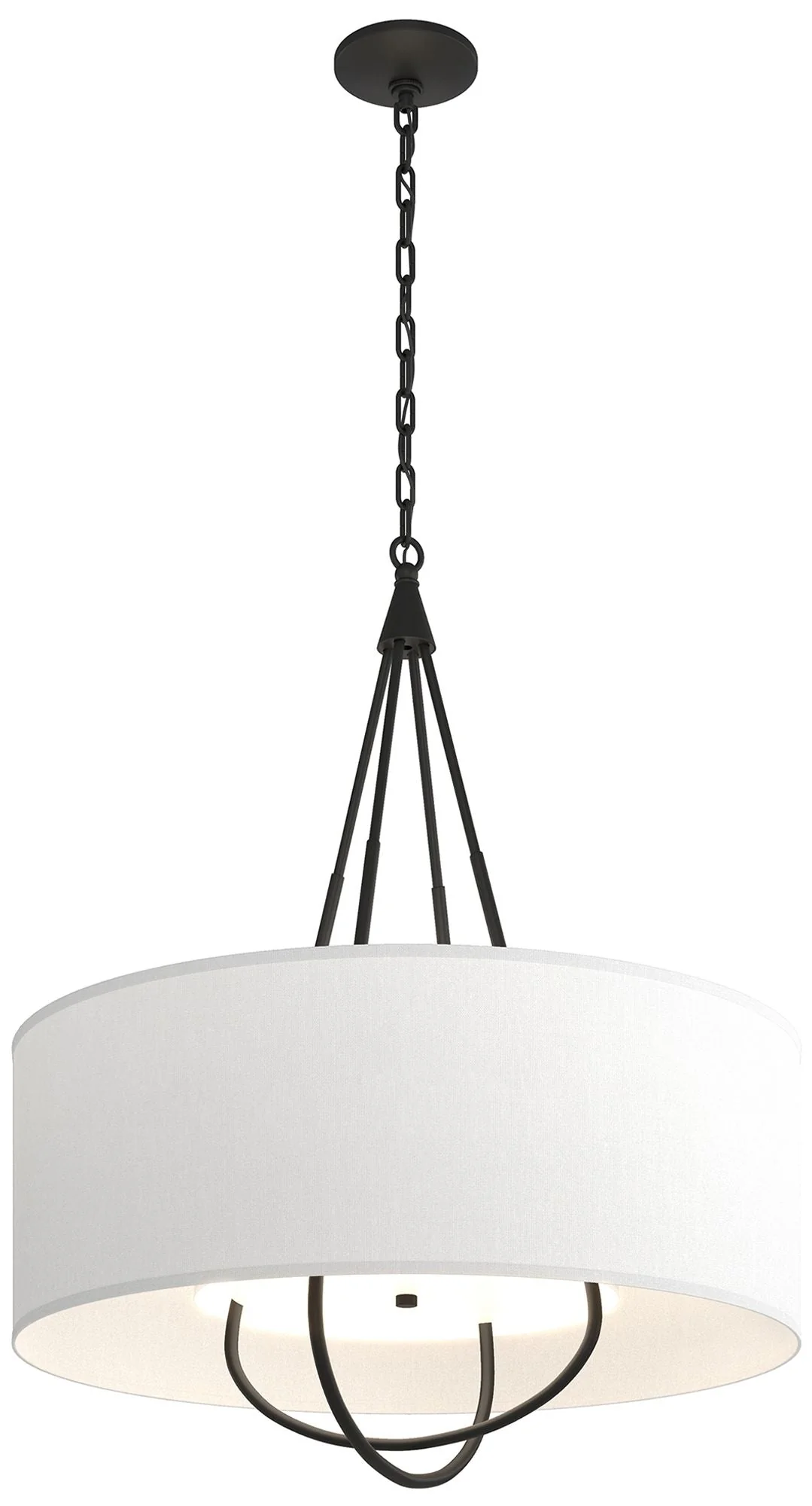 Hubbardton Forge Loop 28"W Black Metal 4-Light Drum Pendant - Image 1