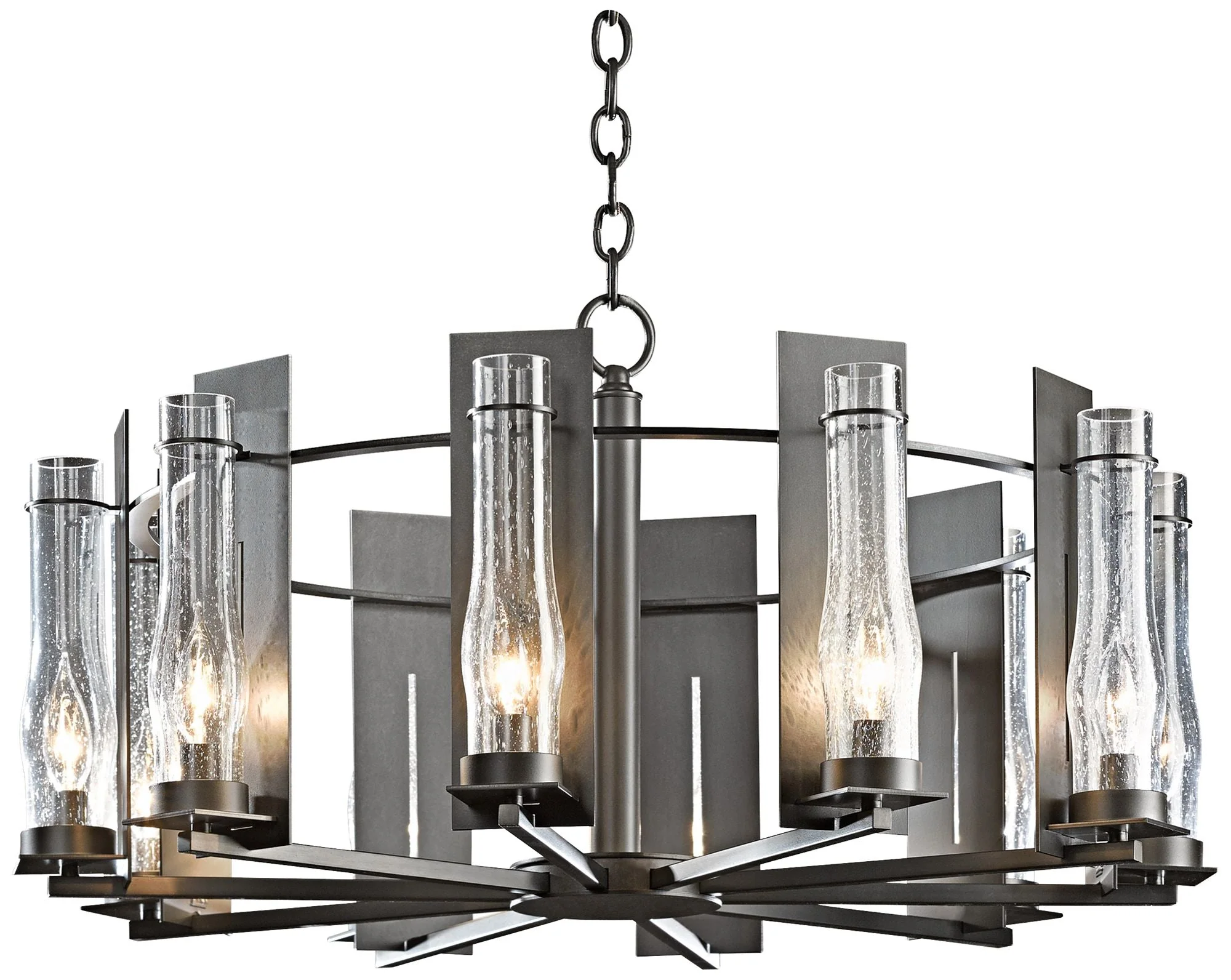 Hubbardton Forge New Town 30"W Smoke 10-Light Chandelier - Image 2