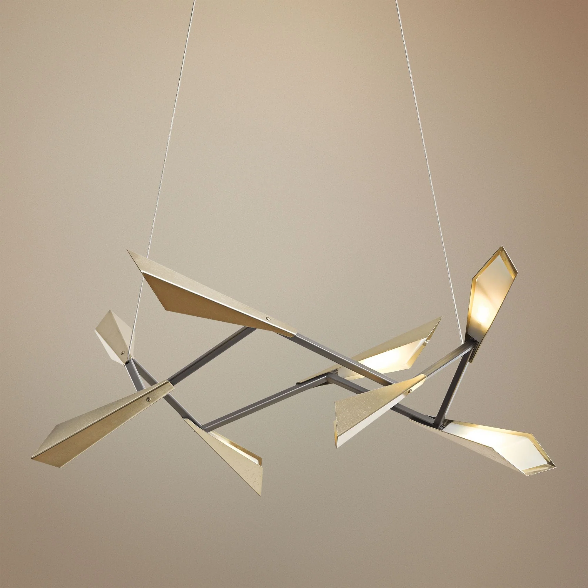 Hubbardton Forge Quill 34"W Soft Gold Square LED Pendant - Image 1