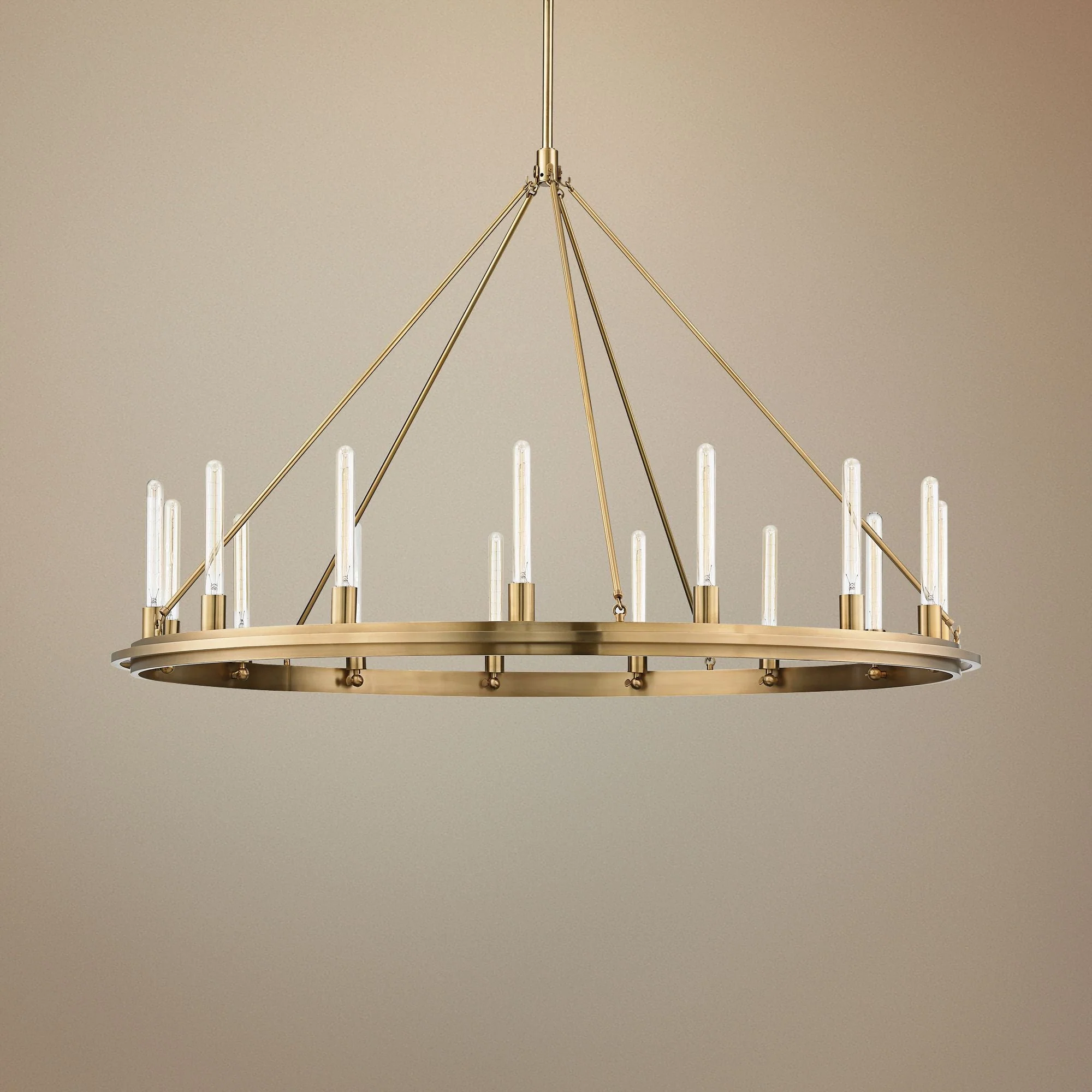 Hudson Valley Chambers 58" Wide Aged Brass Round Ring Chandelier - Image 1