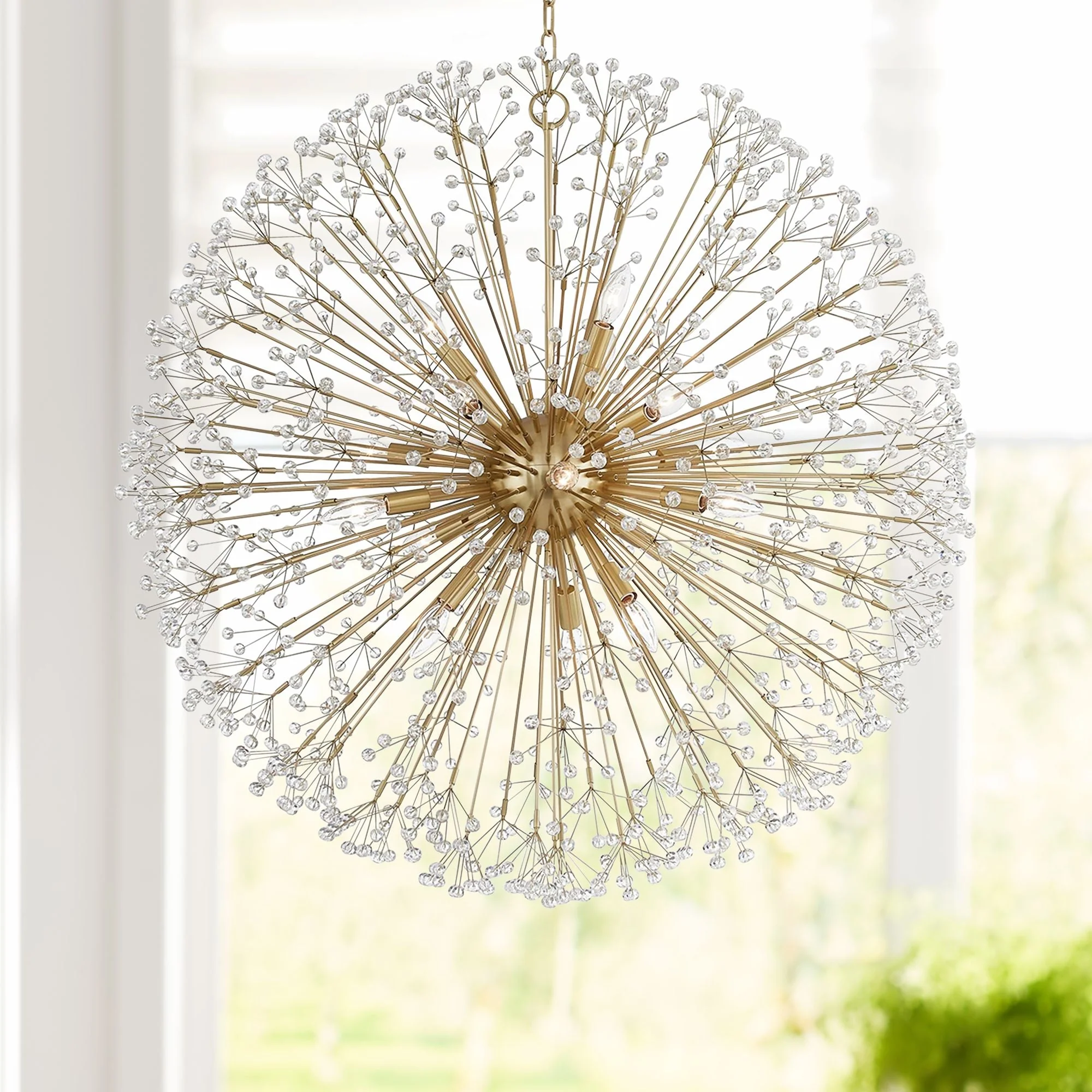 Hudson Valley Dunkirk 40" Wide 16-Light Brass Crystal Globe Chandelier - Image 1