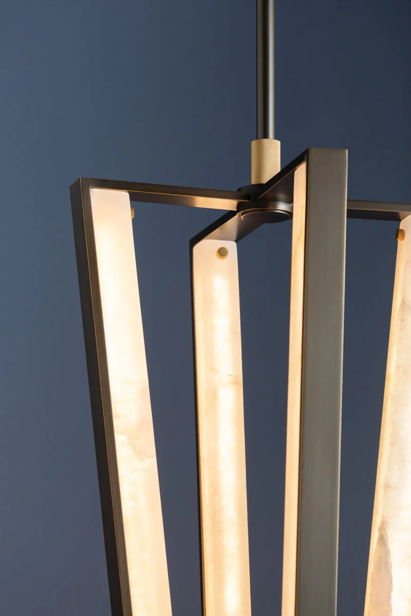Hudson Valley Edgemere 16" 4 Lt. Aged Brass/Distressed Bronze Pendant - Image 2