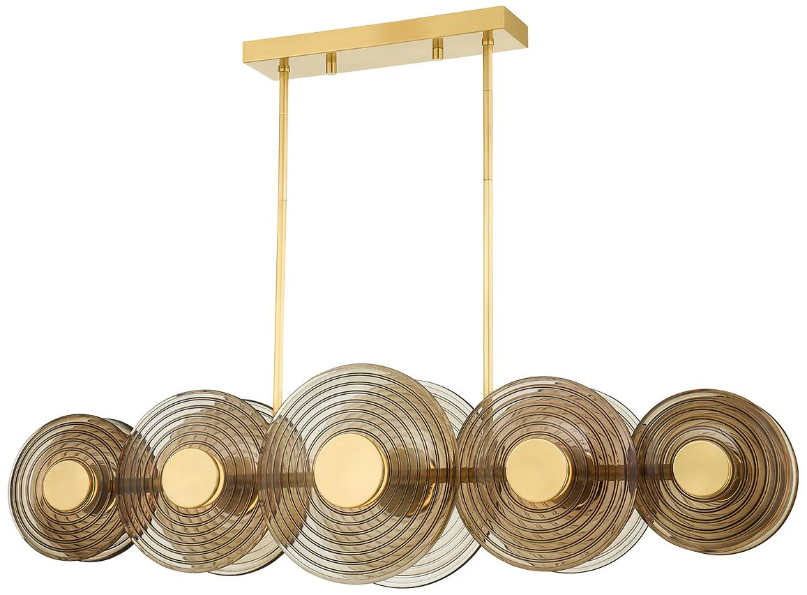 Hudson Valley Griston 53" Wide Aged Brass 10-Light LED Island Light - Image 3