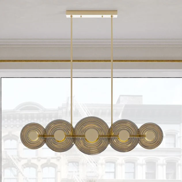 Hudson Valley Griston 53" Wide Aged Brass 10-Light LED Island Light - Image 2