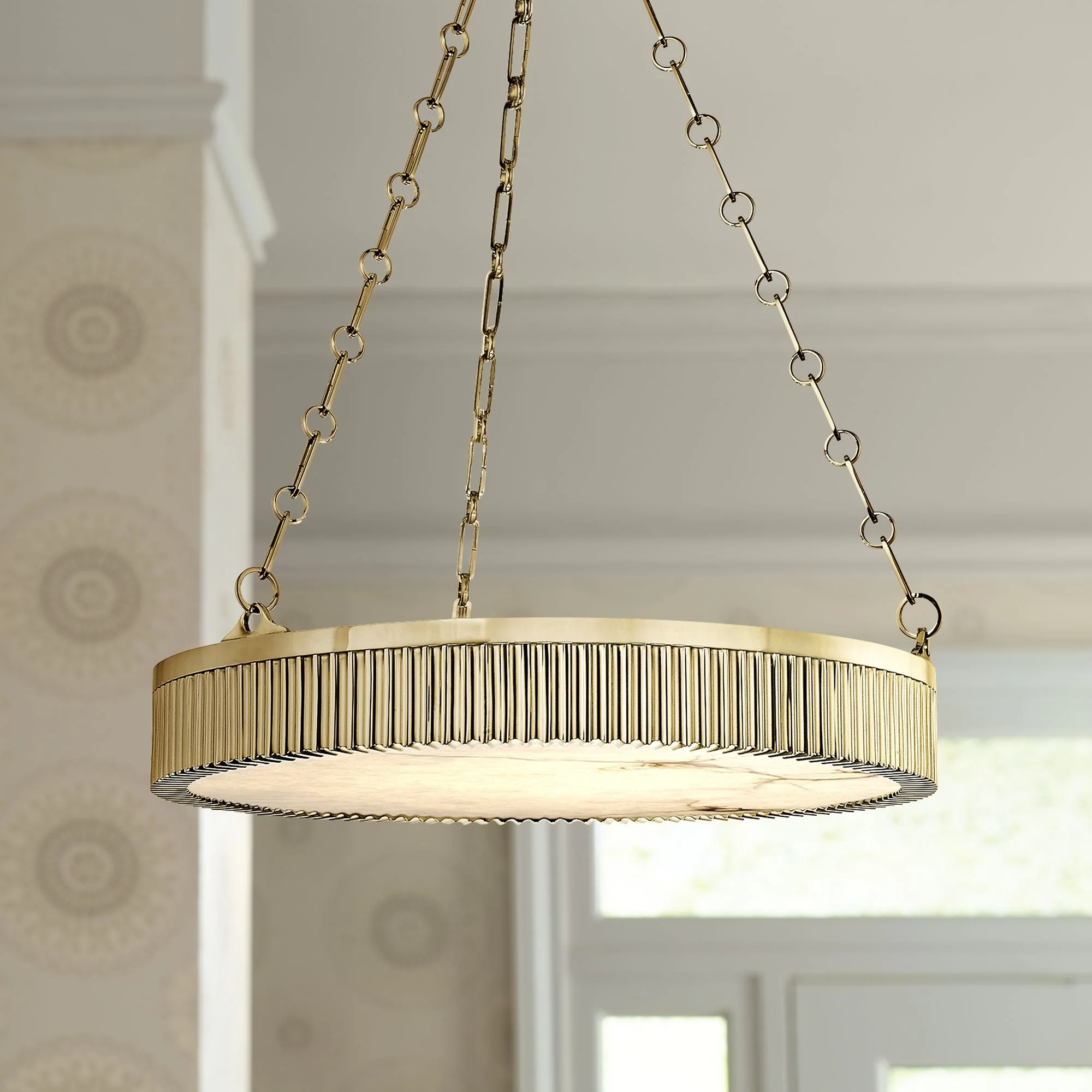 Hudson Valley Lynden 22" Wide Aged Brass Pendant - Image 1