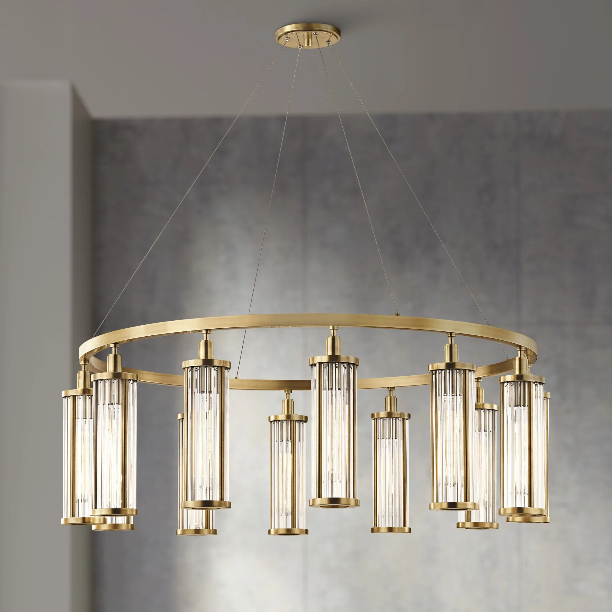 Hudson Valley Marley 42 1/2"W Aged Brass 12-Light Pendant - Image 1