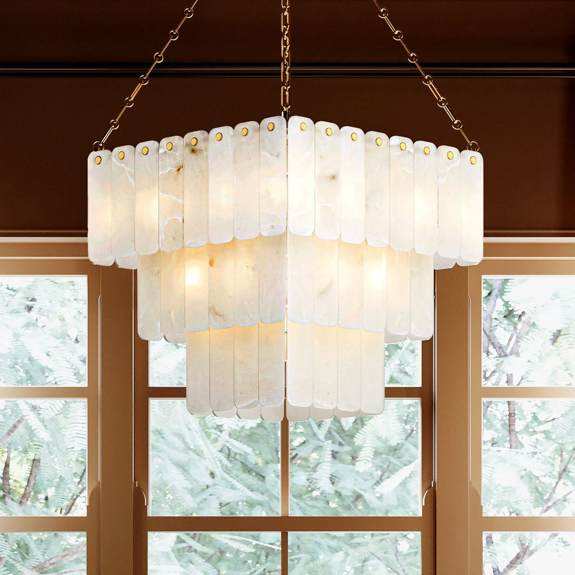 Hudson Valley Moissanite 26" 33 Lt. Aged Brass Chandelier - Image 1