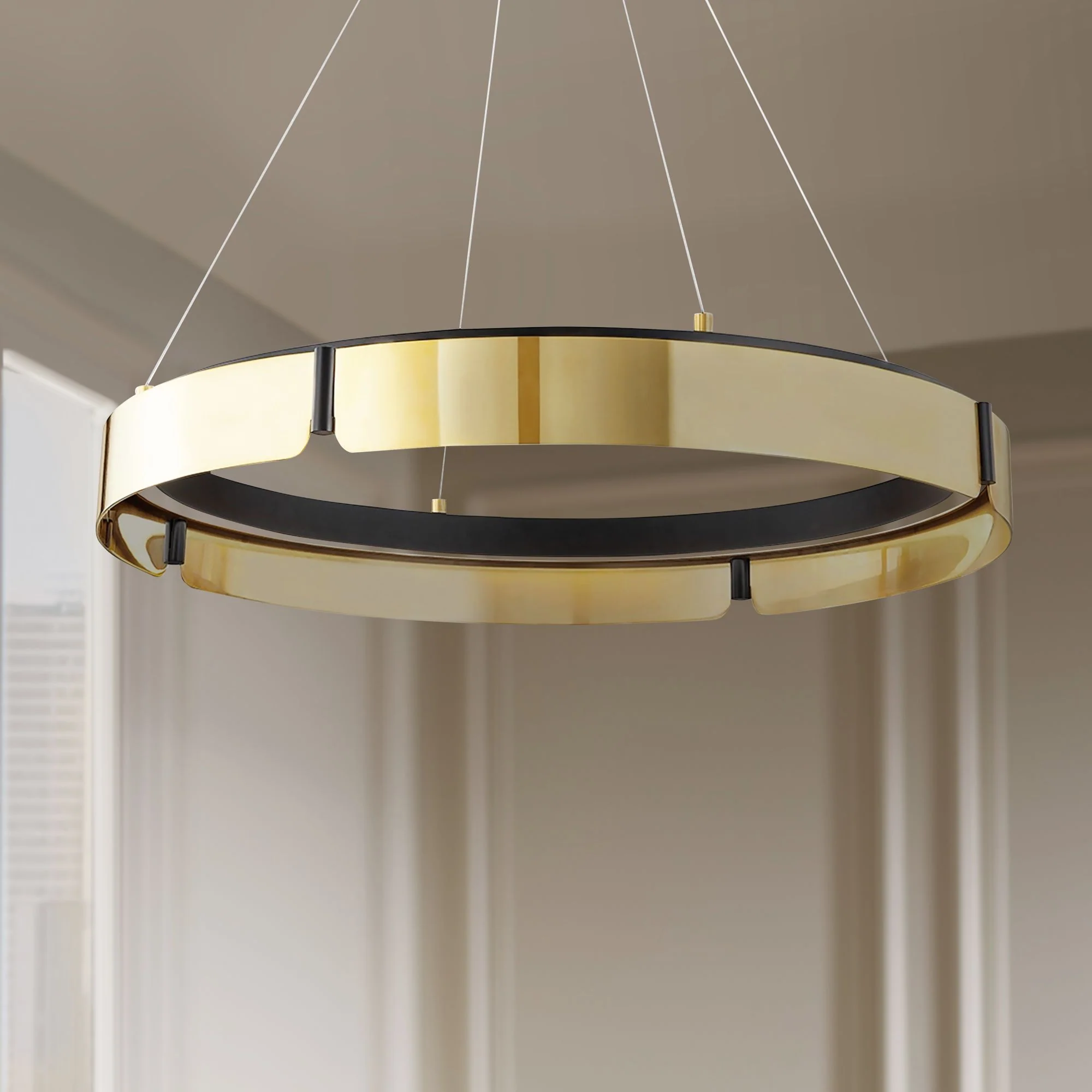 Hudson Valley Tribeca 32.75" Wide Aged Brass/black Medium Led Chandeli - Image 1
