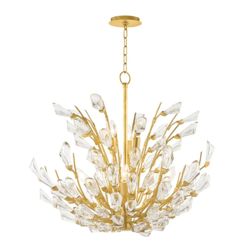 Hudson Valley Tulip 27 3/4" Wide 9-Light Gold Leaf Crystal Chandelier - Image 1
