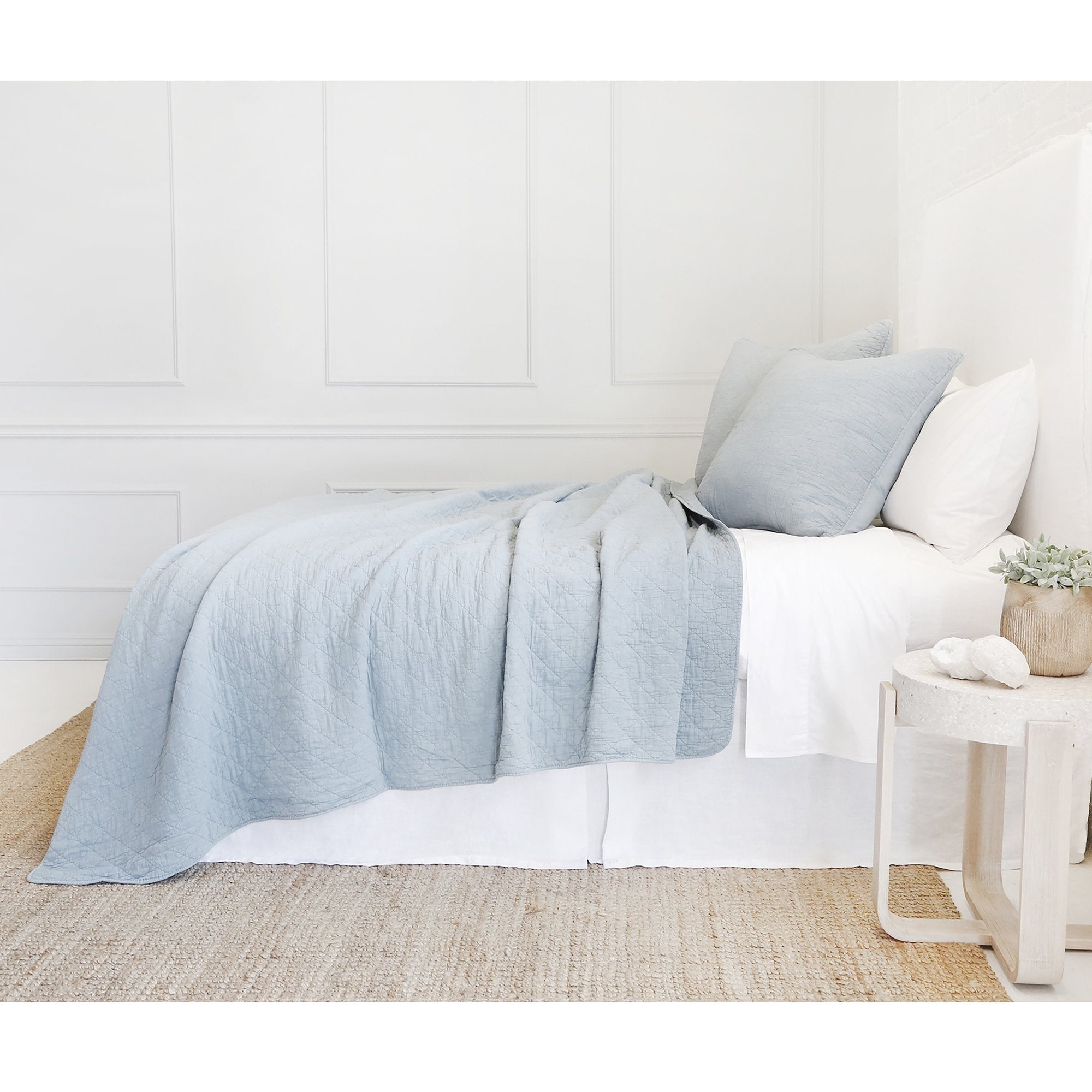 Pom Pom at Home Huntington Dusty Blue Coverlet and Euro Shams ~ Available in Queen and King Sizes - Image 3