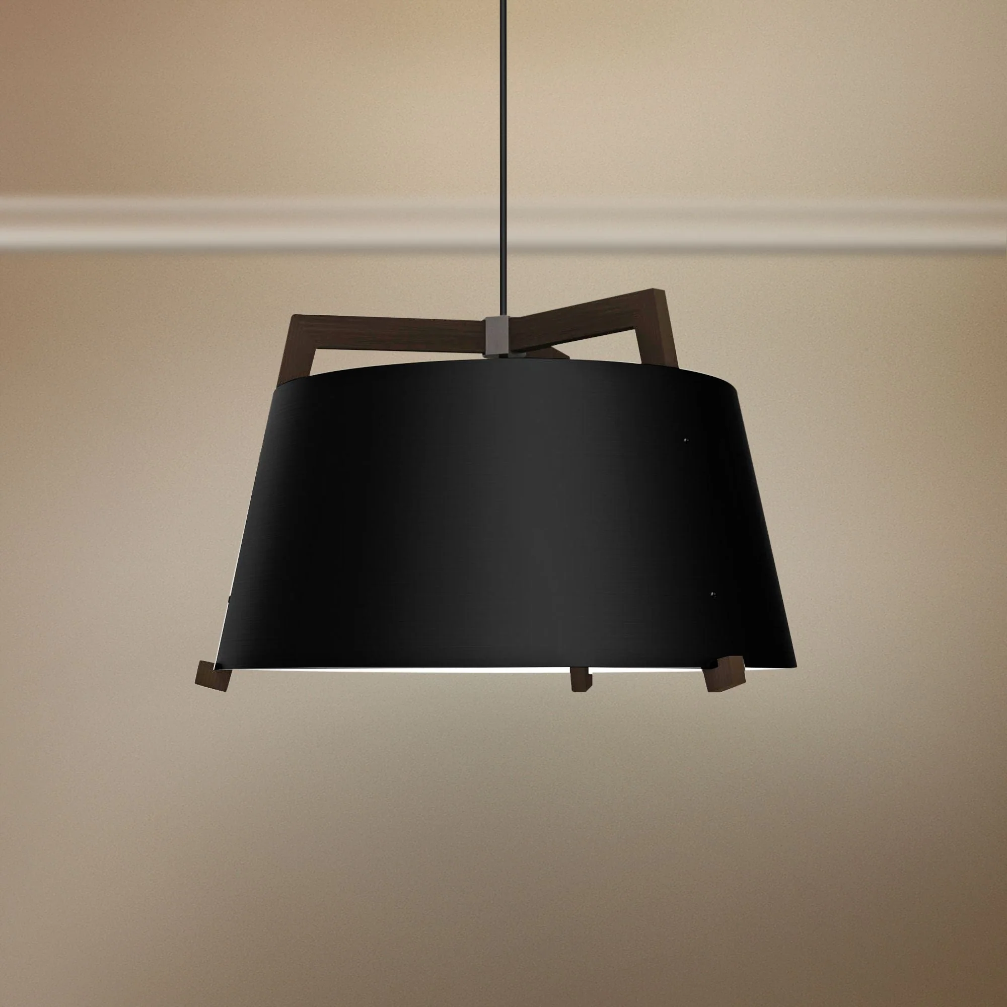 Ignis 24"W Dark Walnut with Matte Black LED Pendant Light - Image 1